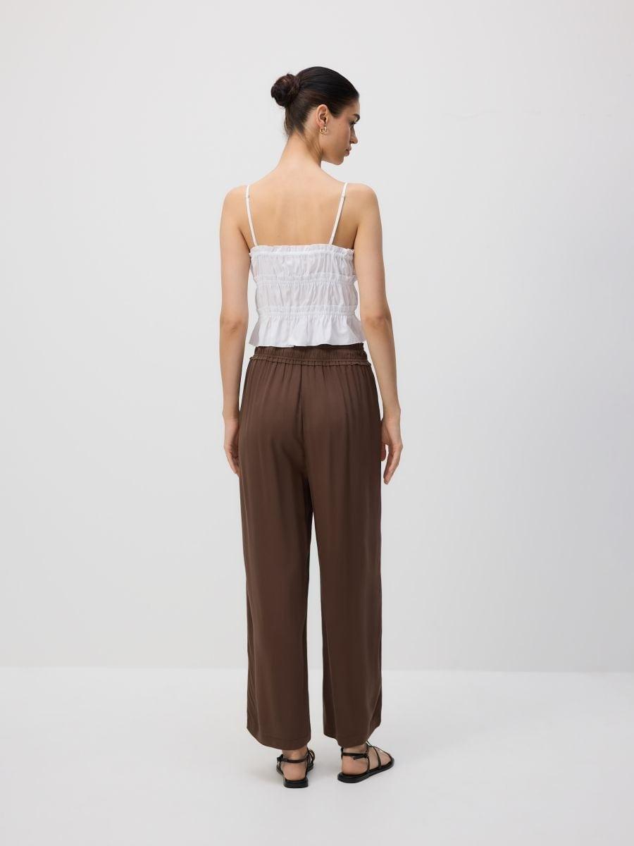 Brown Wide-Leg Viscose Trousers, , large image number 1