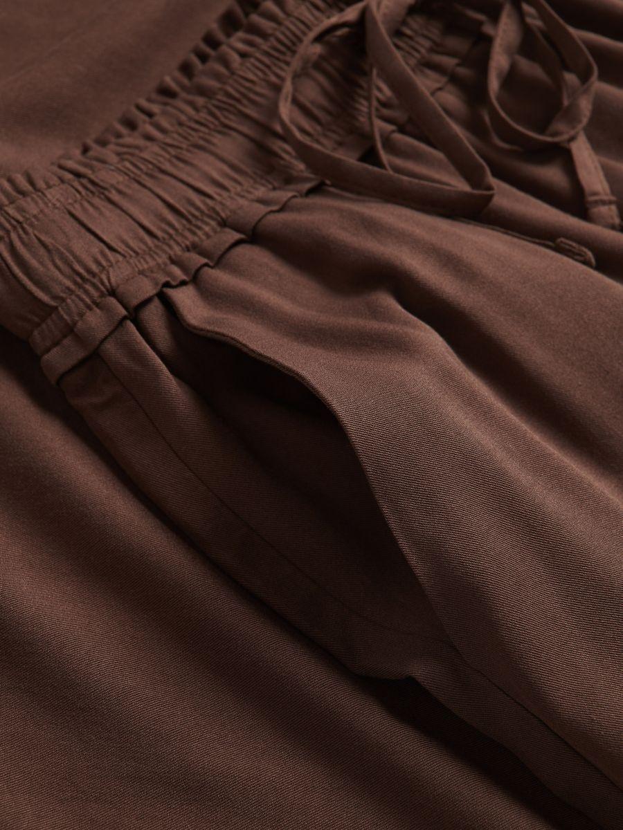 Brown Wide-Leg Viscose Trousers, , large image number 2