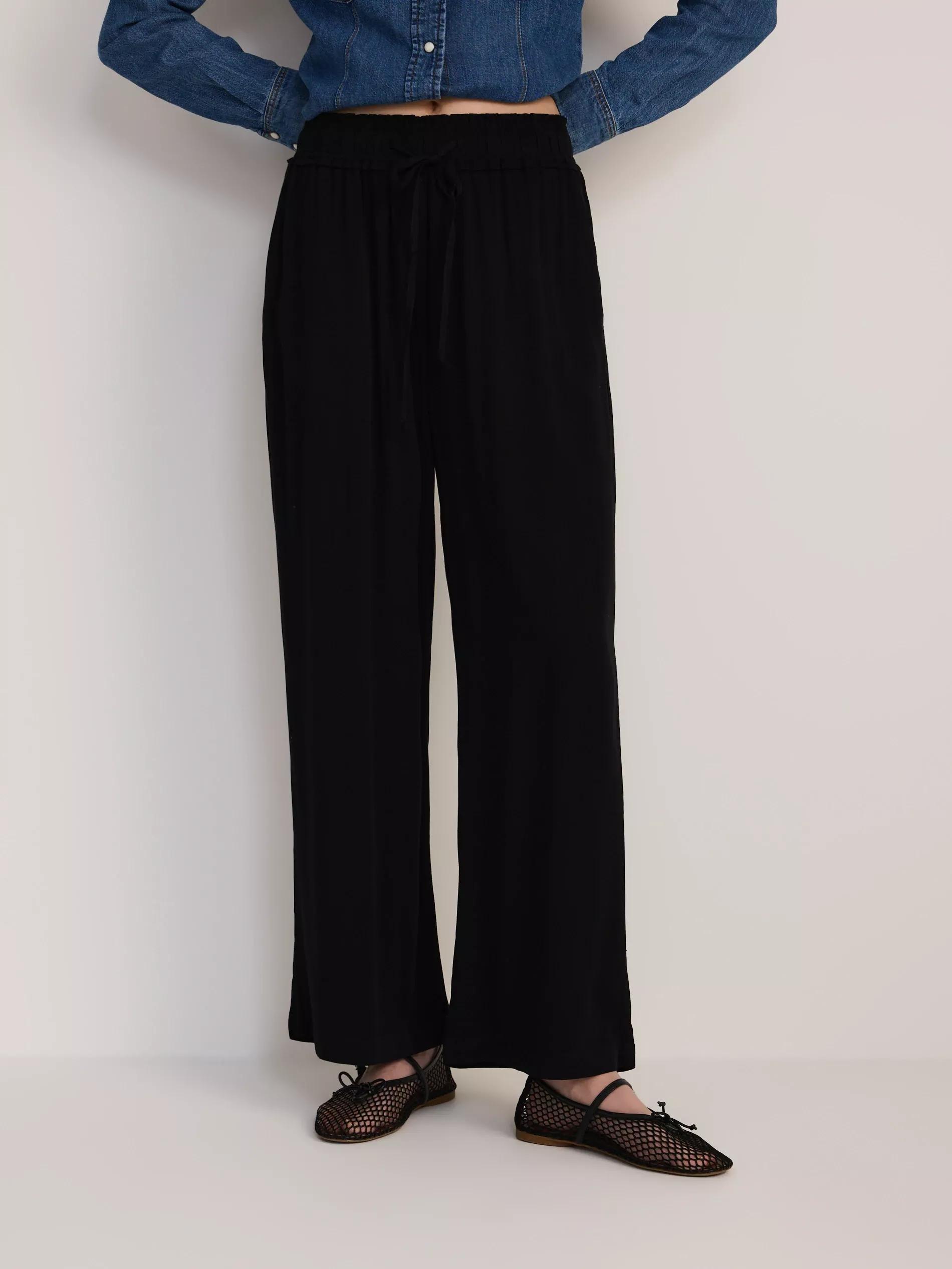 بنطال واسع-الساق فيسكوز أسود, Black, medium