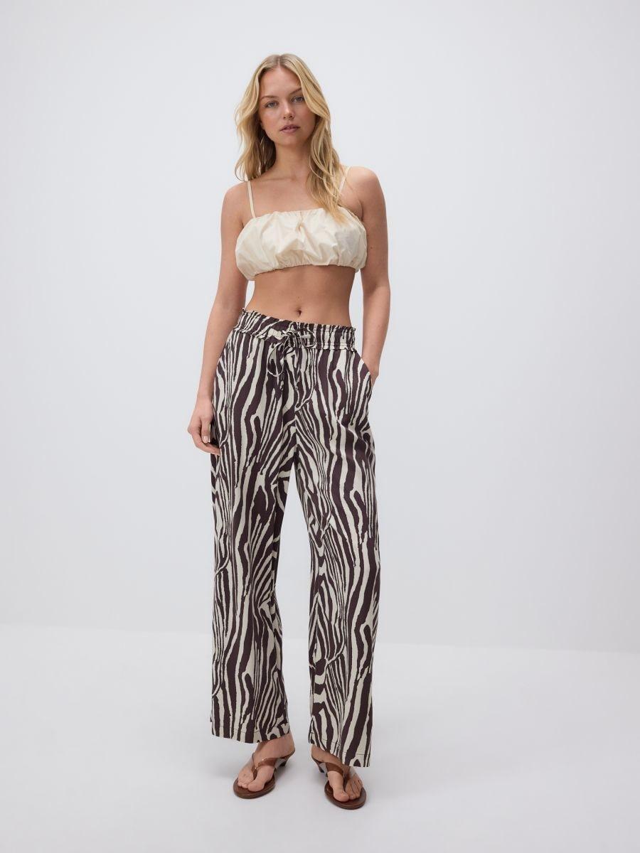 Multicolour Wide-Leg Viscose Trousers, , medium
