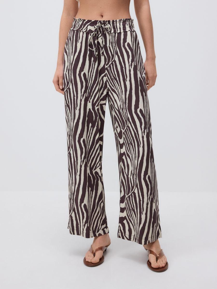 Multicolour Wide-Leg Viscose Trousers, , large image number 1