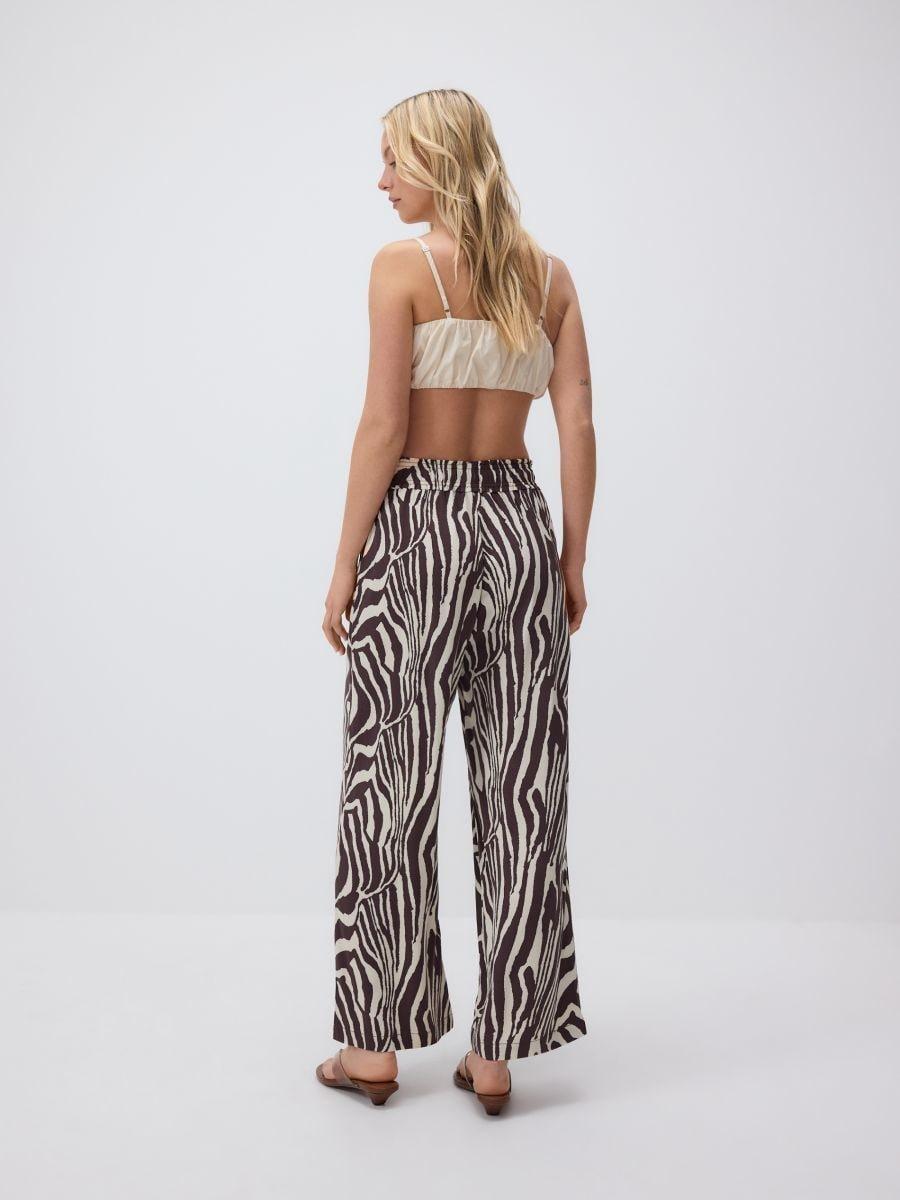 Multicolour Wide-Leg Viscose Trousers, , large image number 2