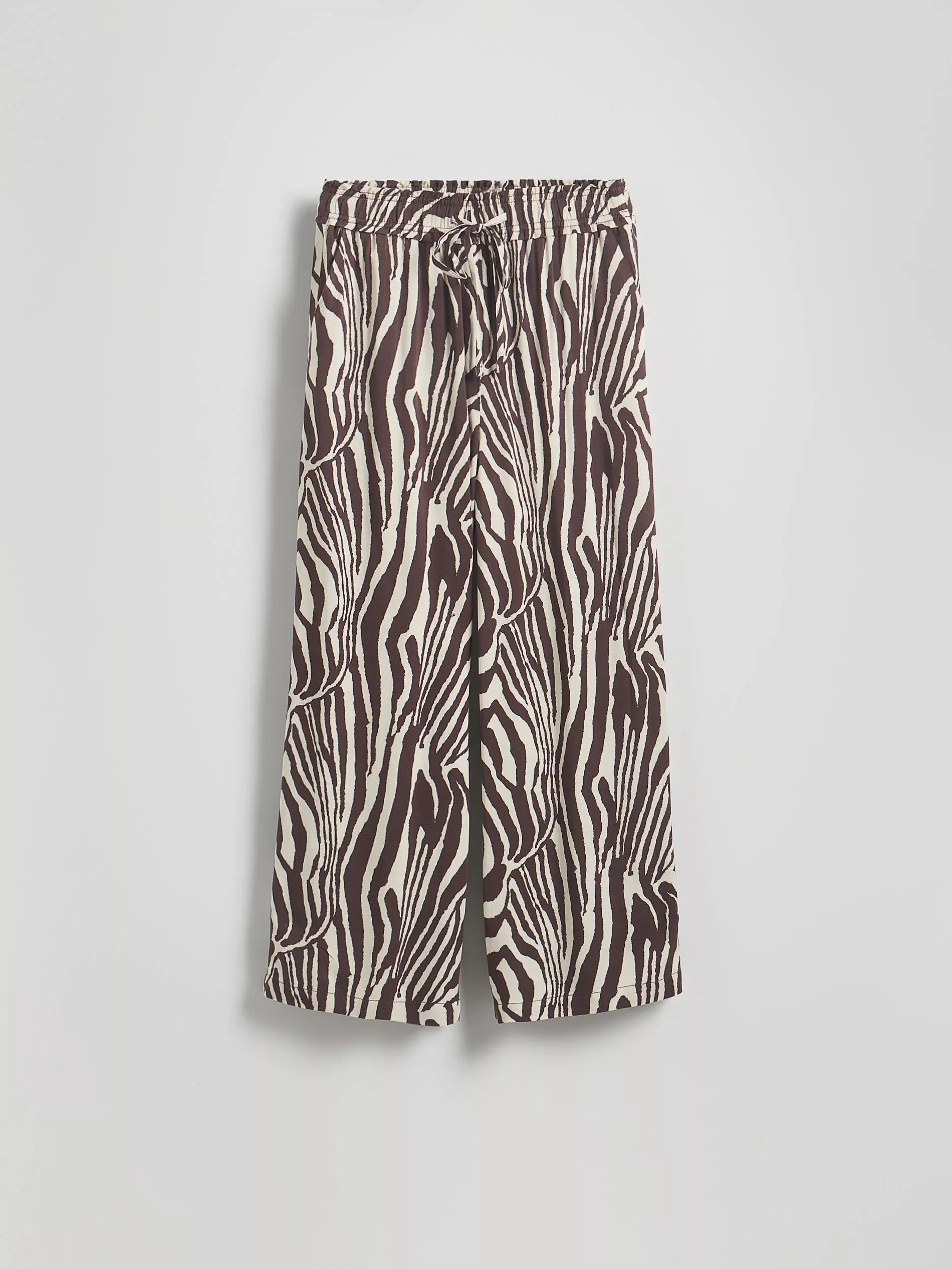 Multicolour Wide-Leg Viscose Trousers, , large image number 4