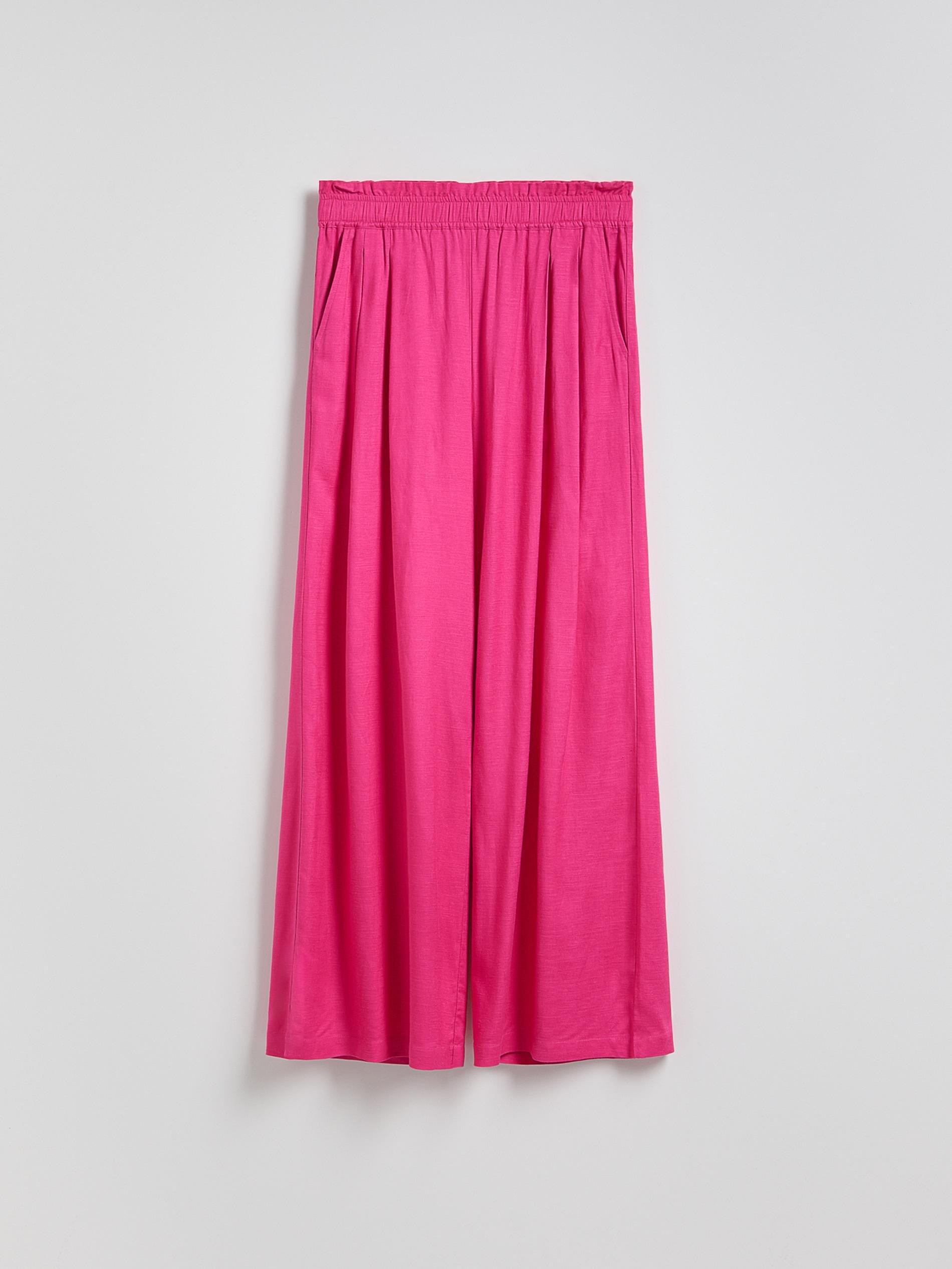 Fuchsia Linen Rich Wide Leg Trousers, , large image number 4