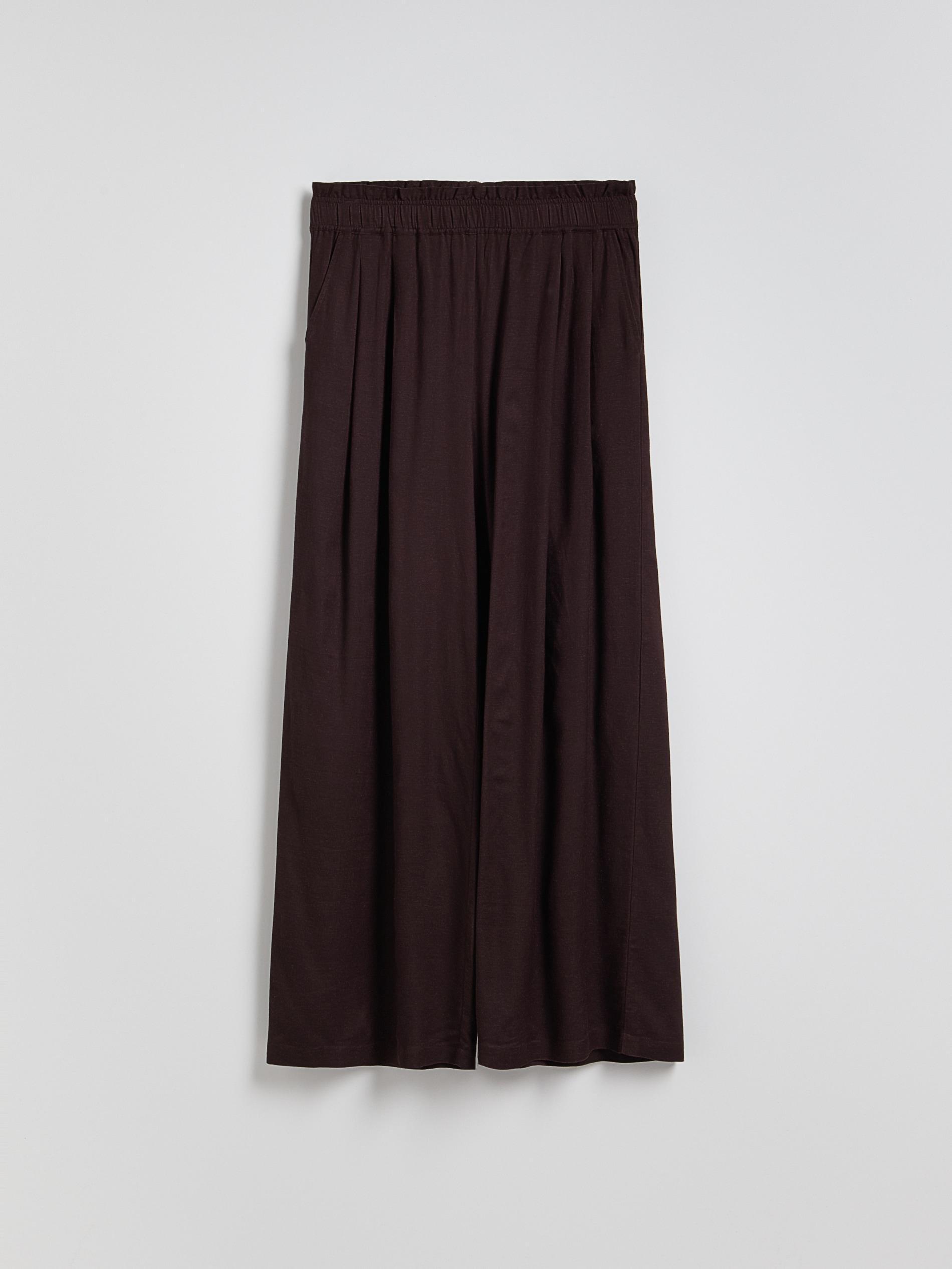 Brown Linen Rich Wide Leg Trousers, , large image number 1