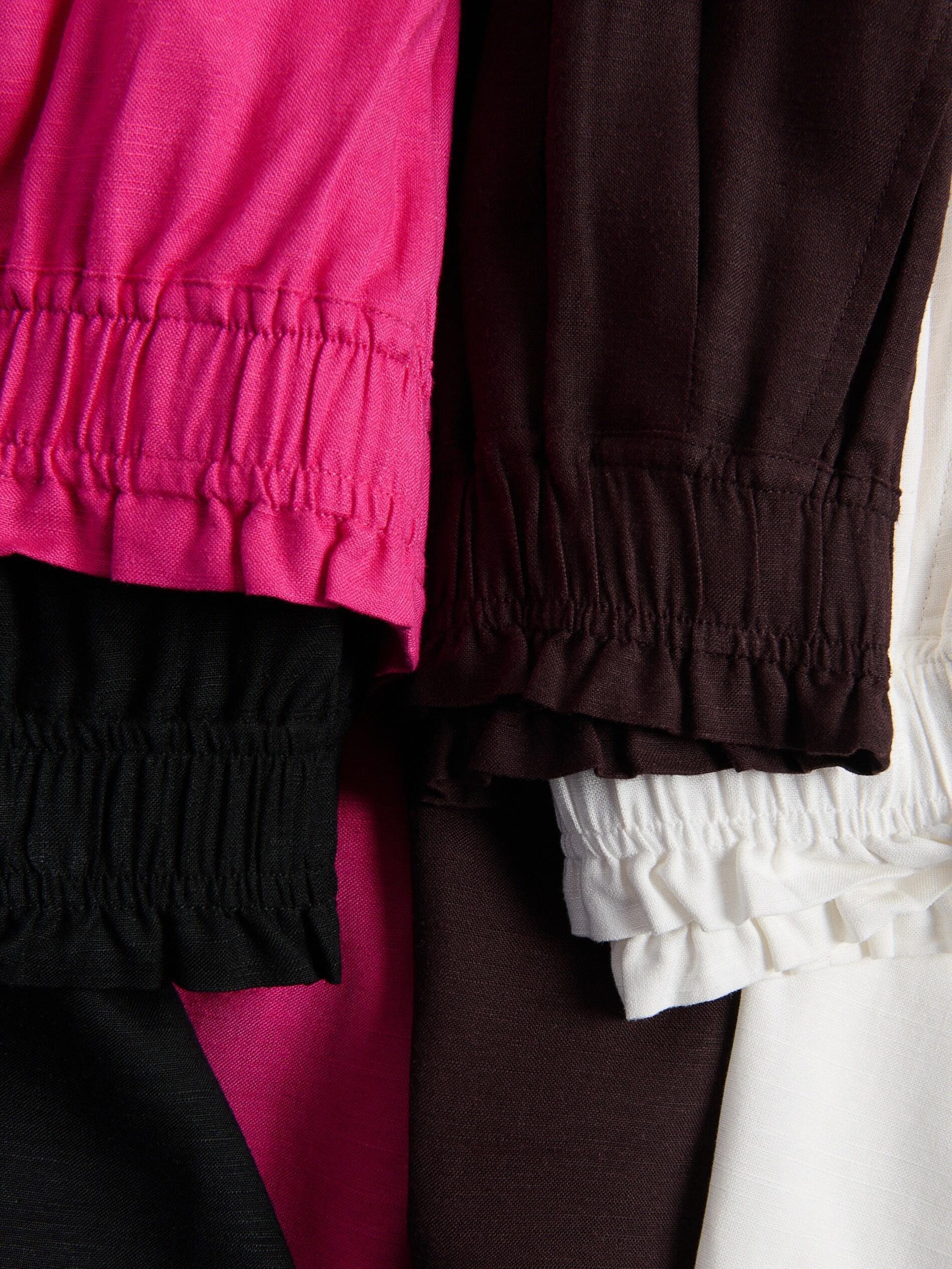 Brown Linen Rich Wide Leg Trousers, Brown, large image number 5