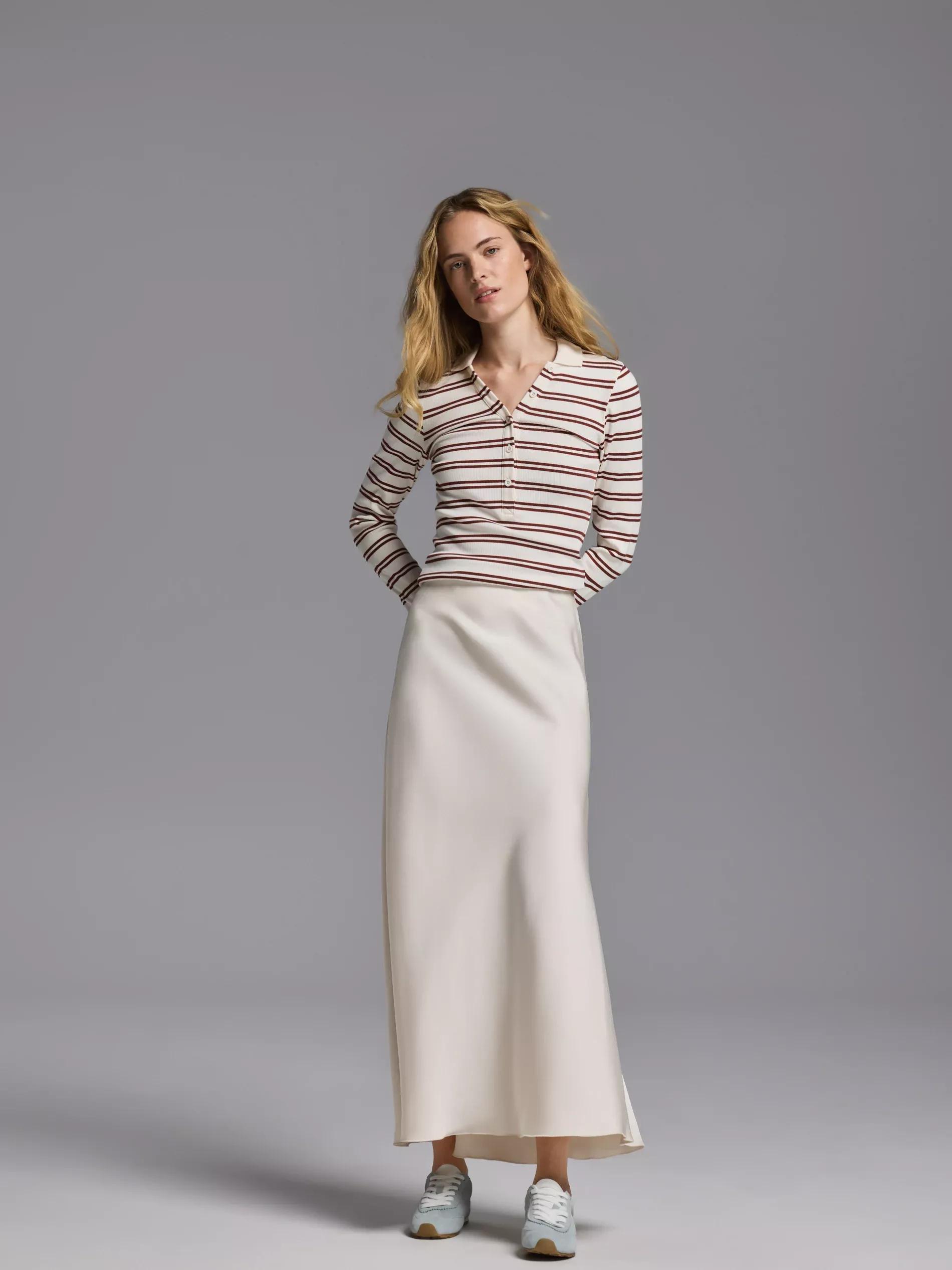 White Satin Maxi Skirt, , large image number 0