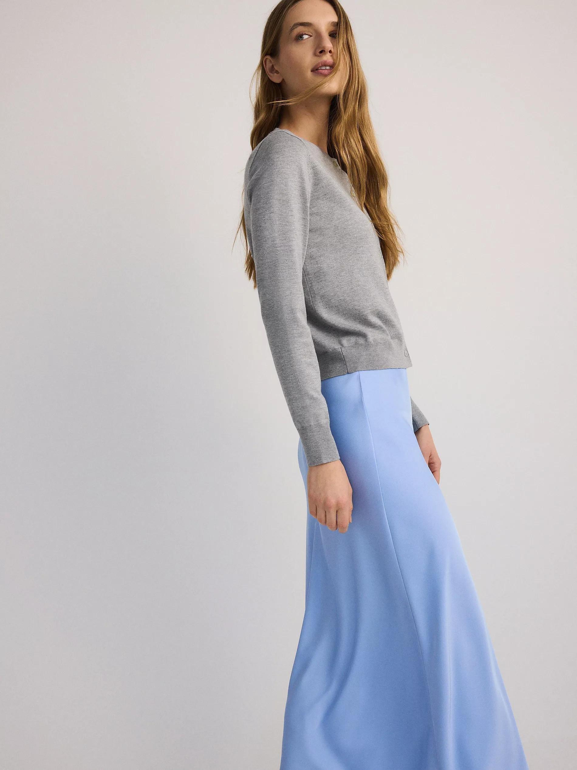 Blue Satin Maxi Skirt, , large image number 2