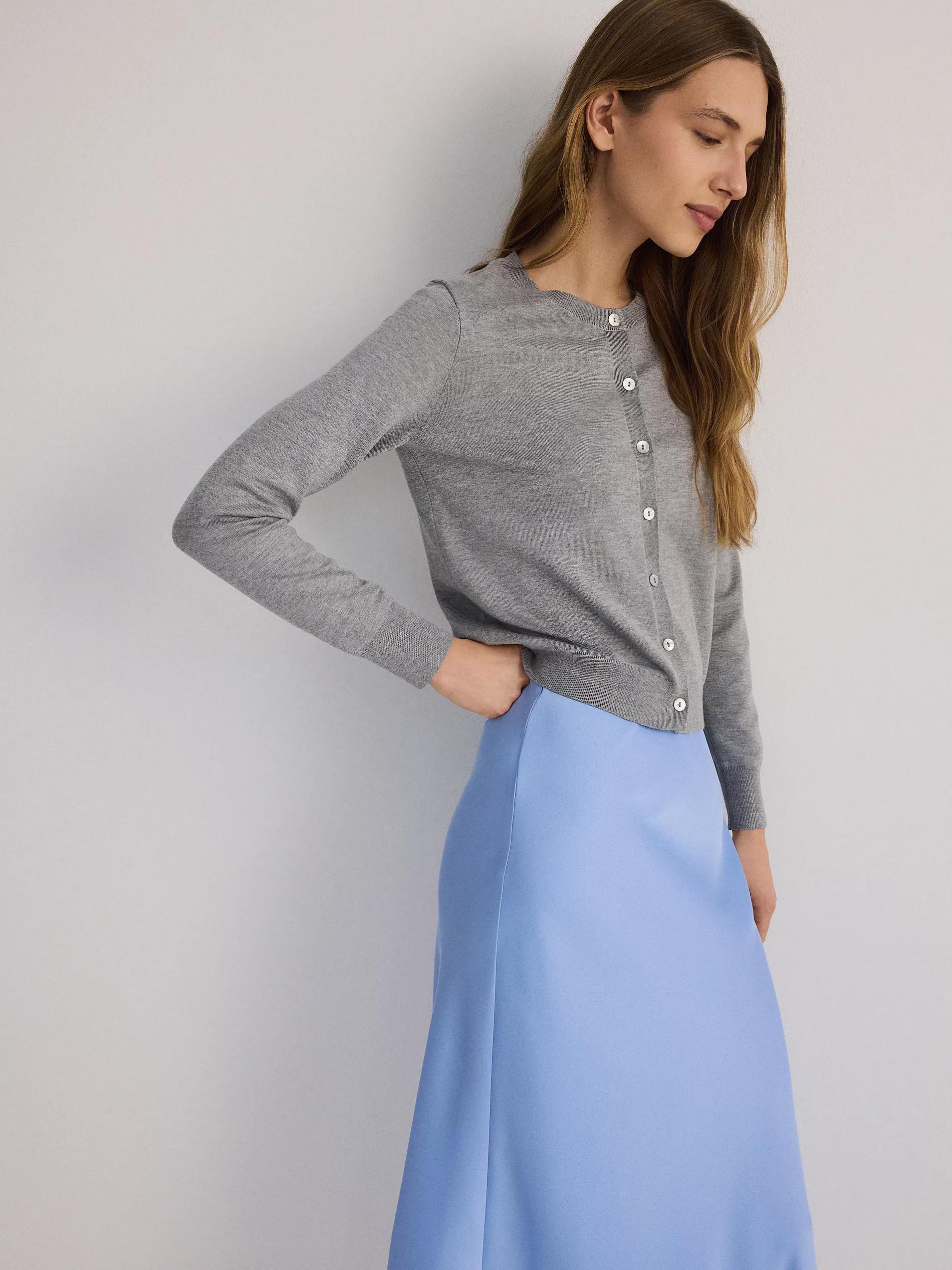 Blue Satin Maxi Skirt, , large image number 3