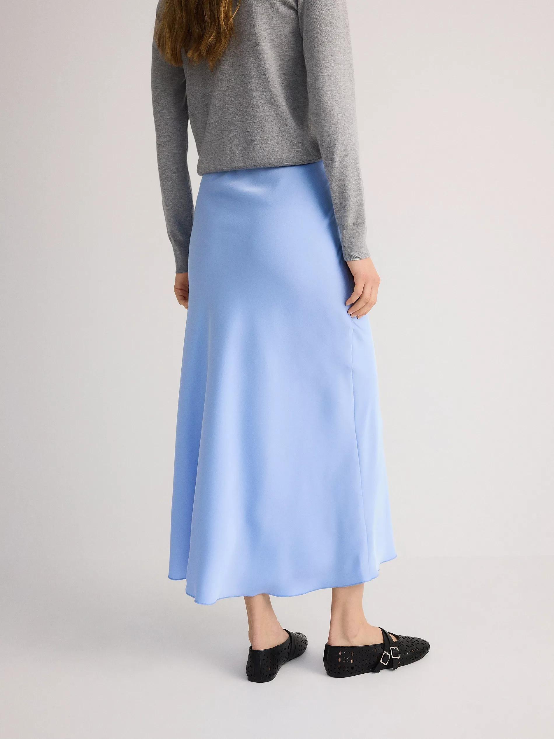 Blue Satin Maxi Skirt, , large image number 4