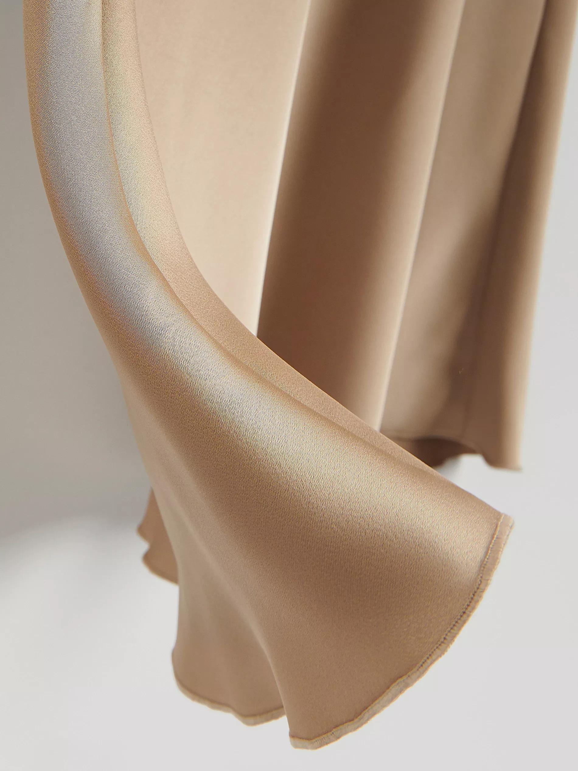 Beige Satin Maxi Skirt, , large image number 3