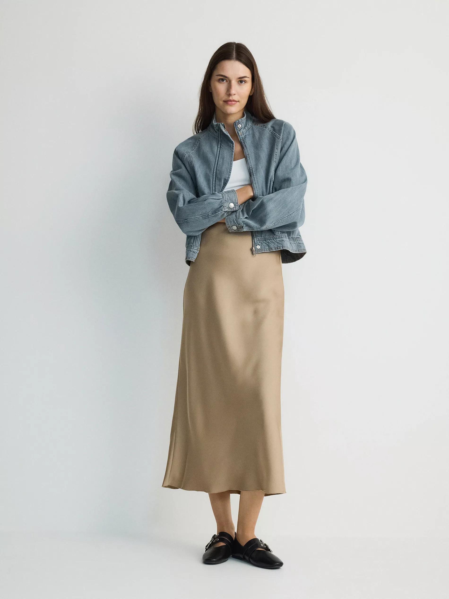 Beige Satin Maxi Skirt, , large image number 4