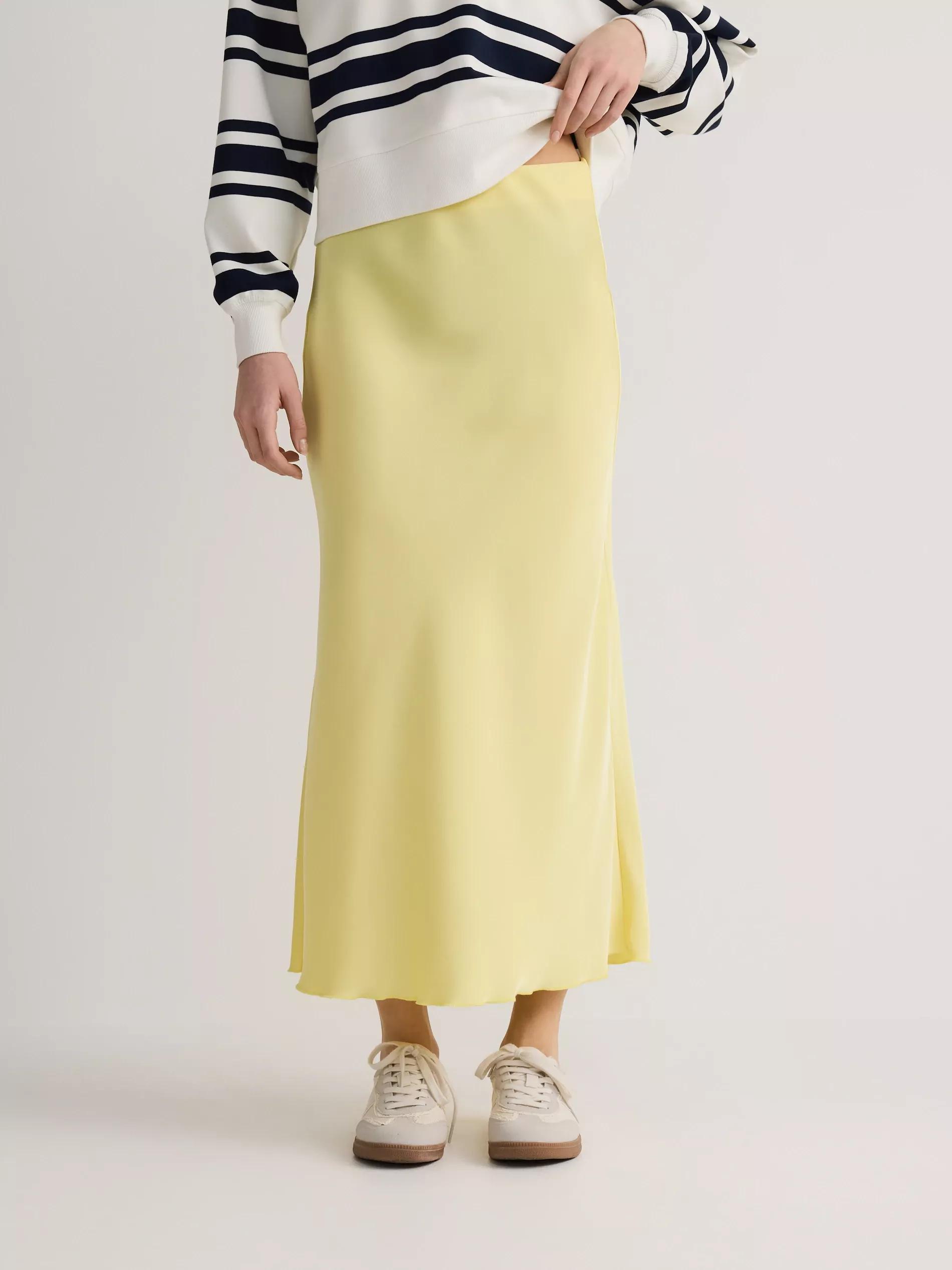 Beige Satin Maxi Skirt, , large image number 1