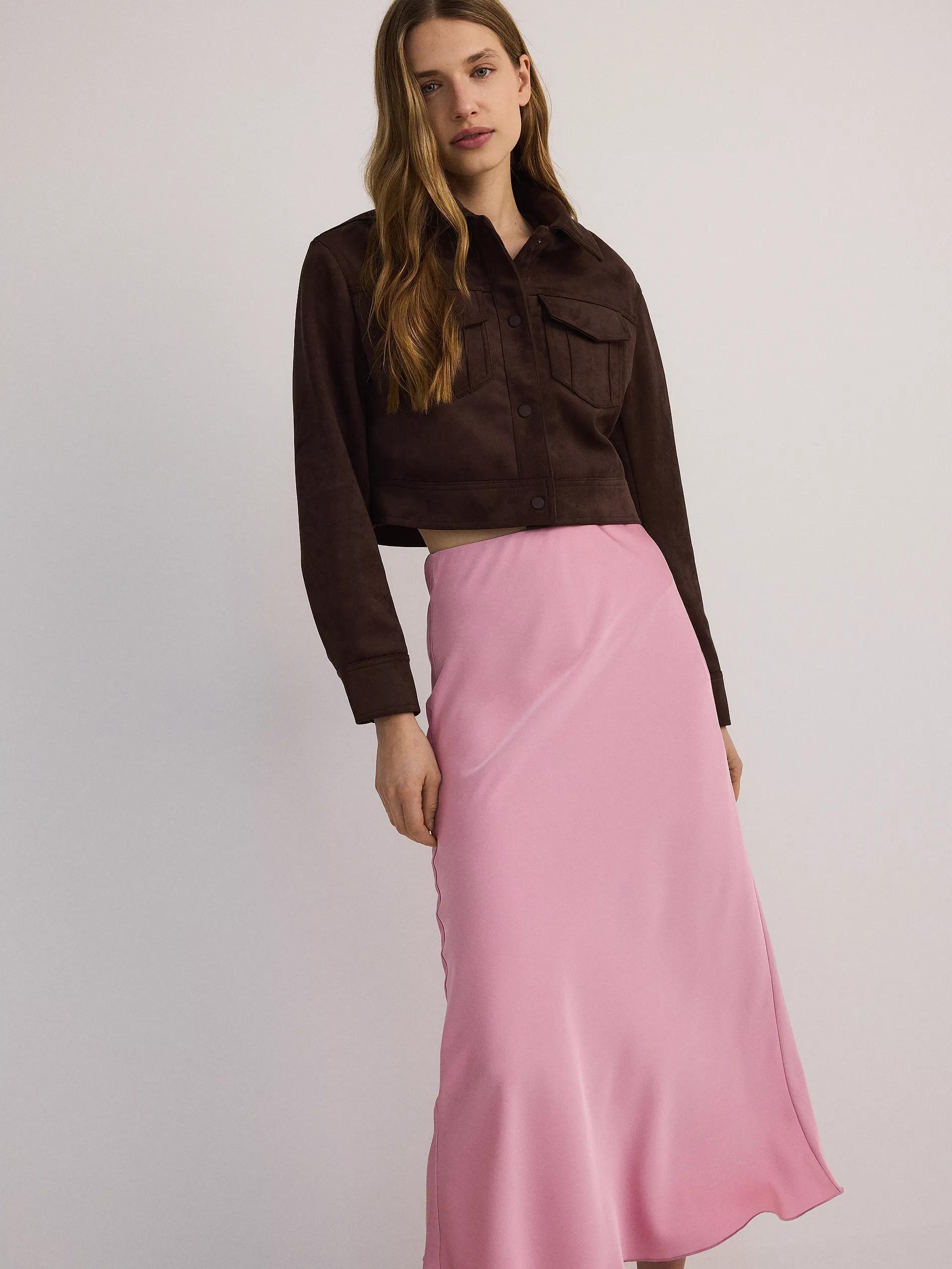 Pink Satin Maxi Skirt, , medium