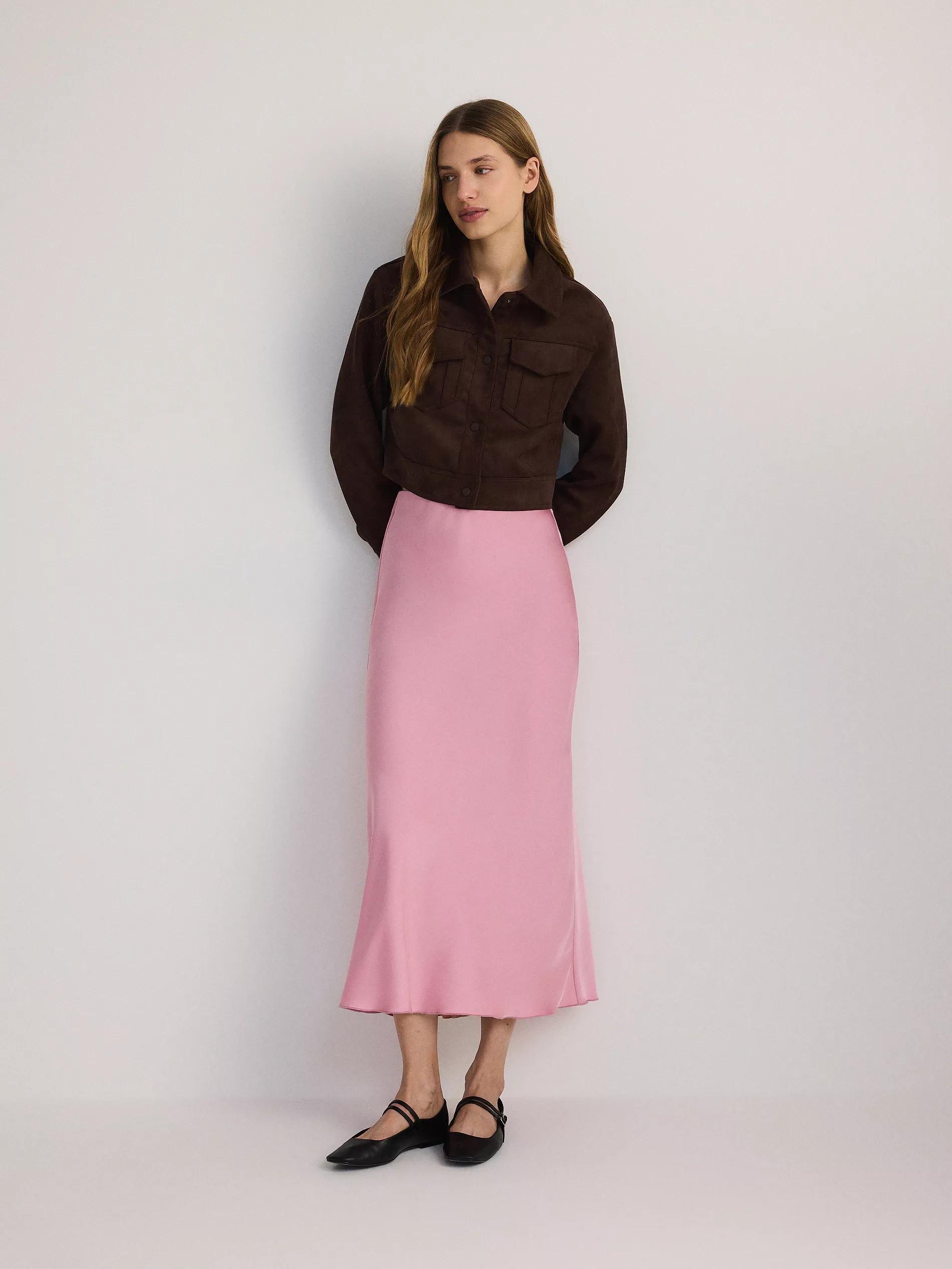 Pink Satin Maxi Skirt, , large image number 1