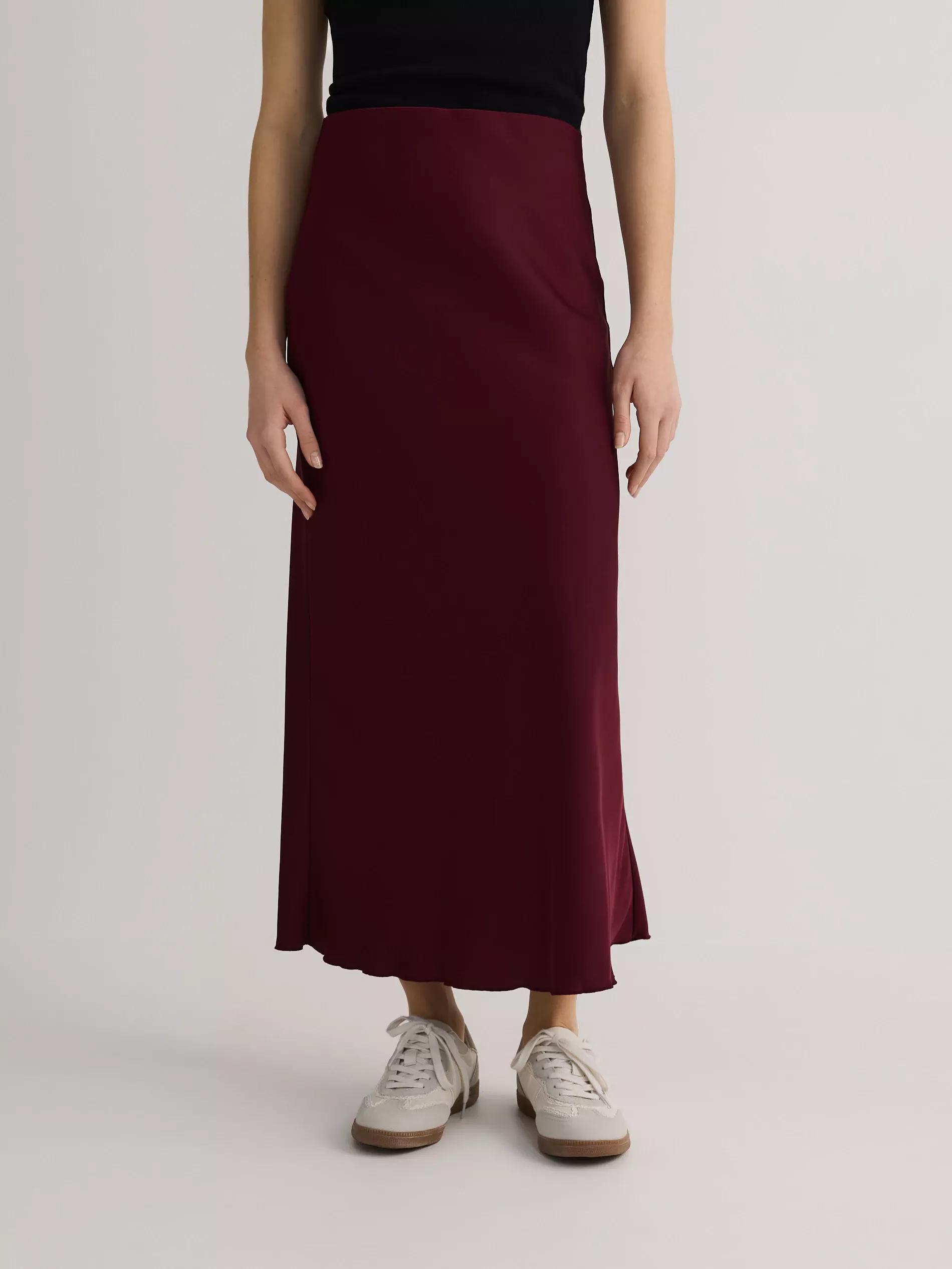 Maroon Satin Maxi Skirt, , large image number 1