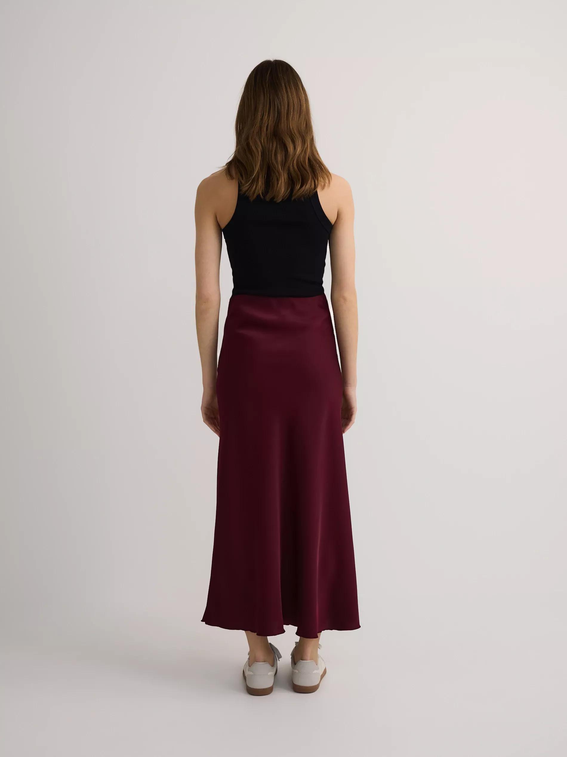 Maroon Satin Maxi Skirt, , large image number 2