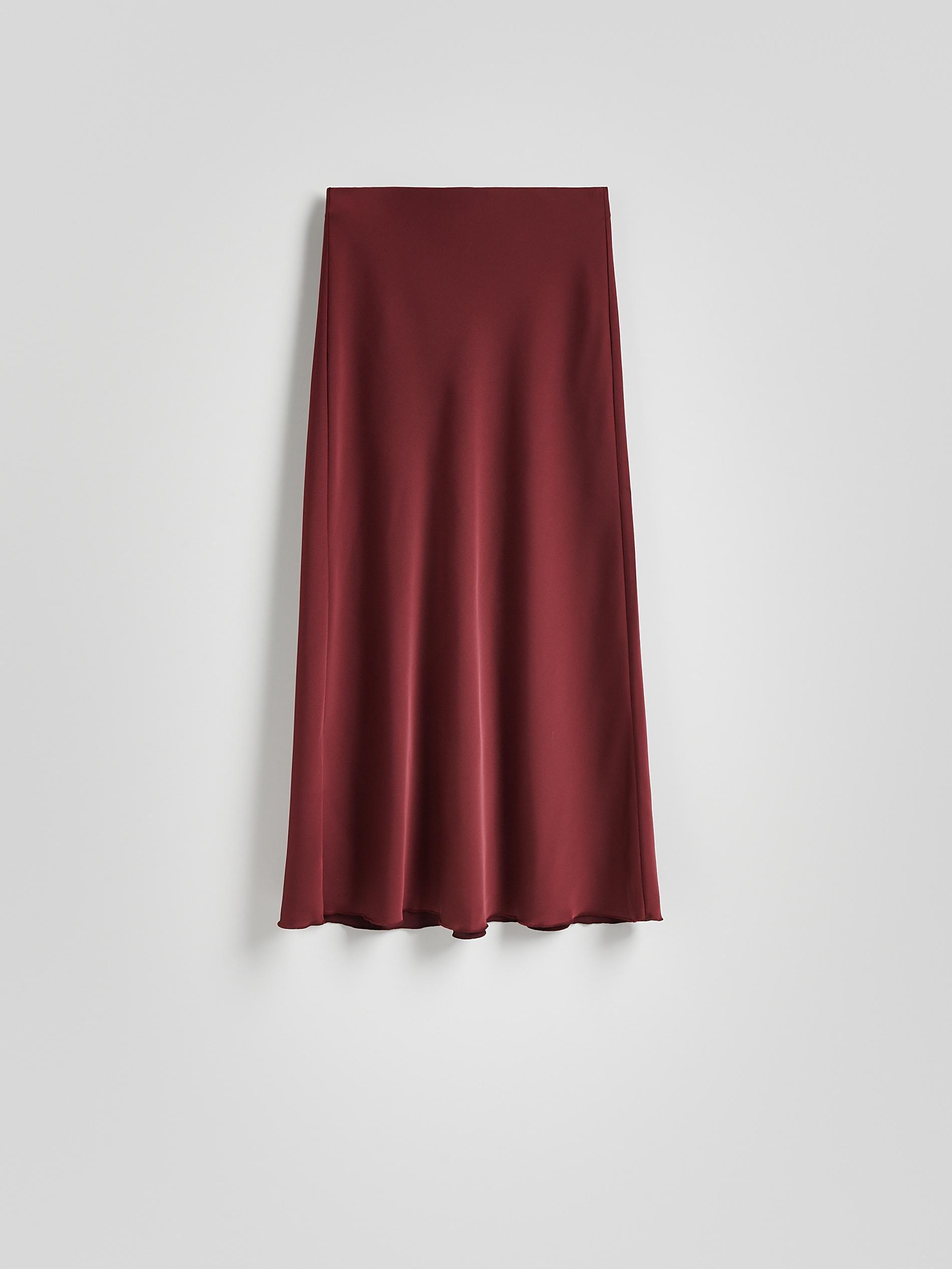 Maroon Satin Maxi Skirt, , large image number 4