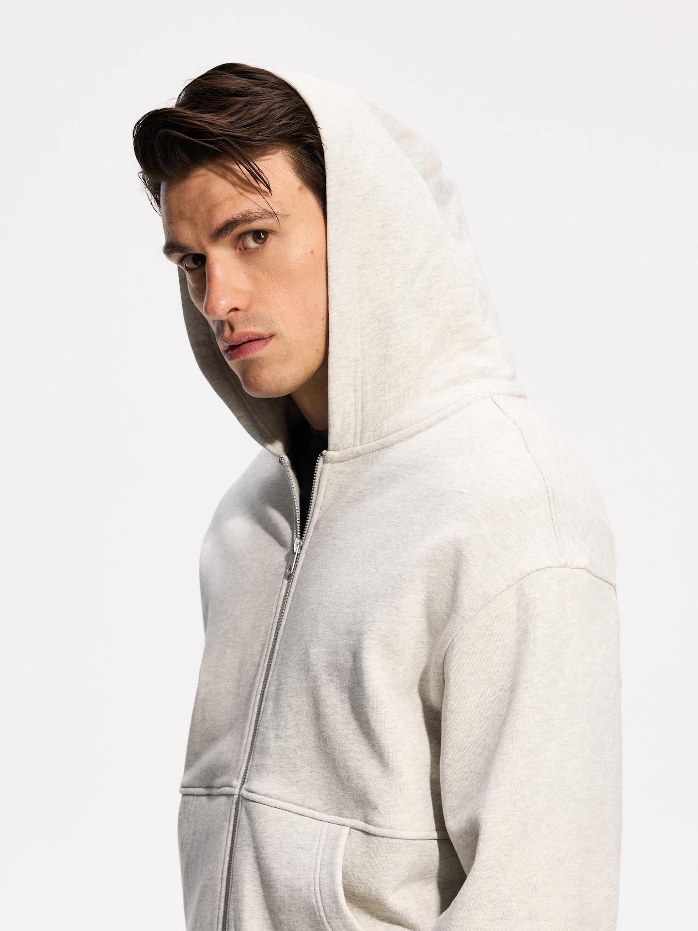 Grey Cotton Hoodie, Light grey, medium
