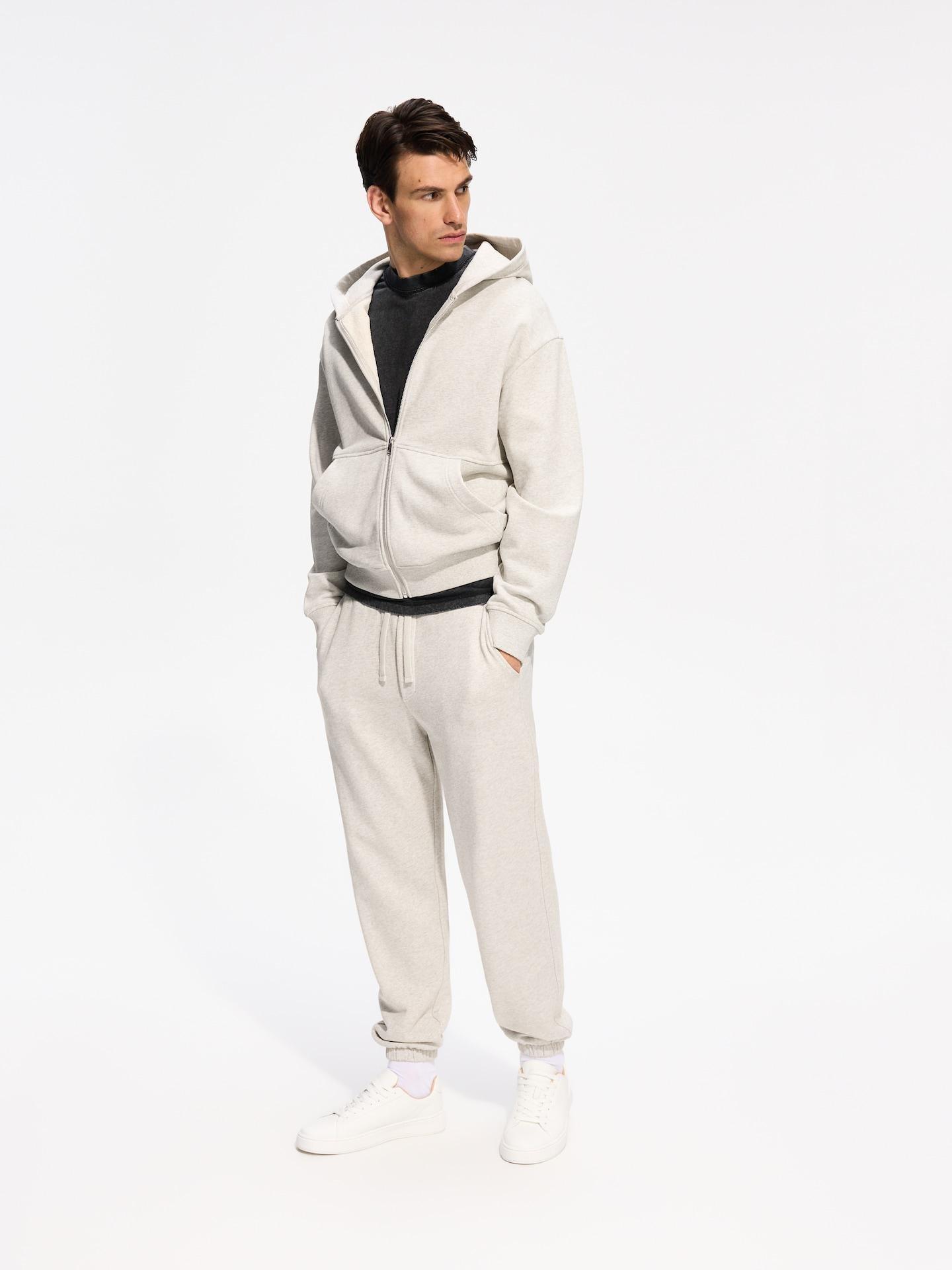 Grey Cotton Hoodie, Light grey, medium
