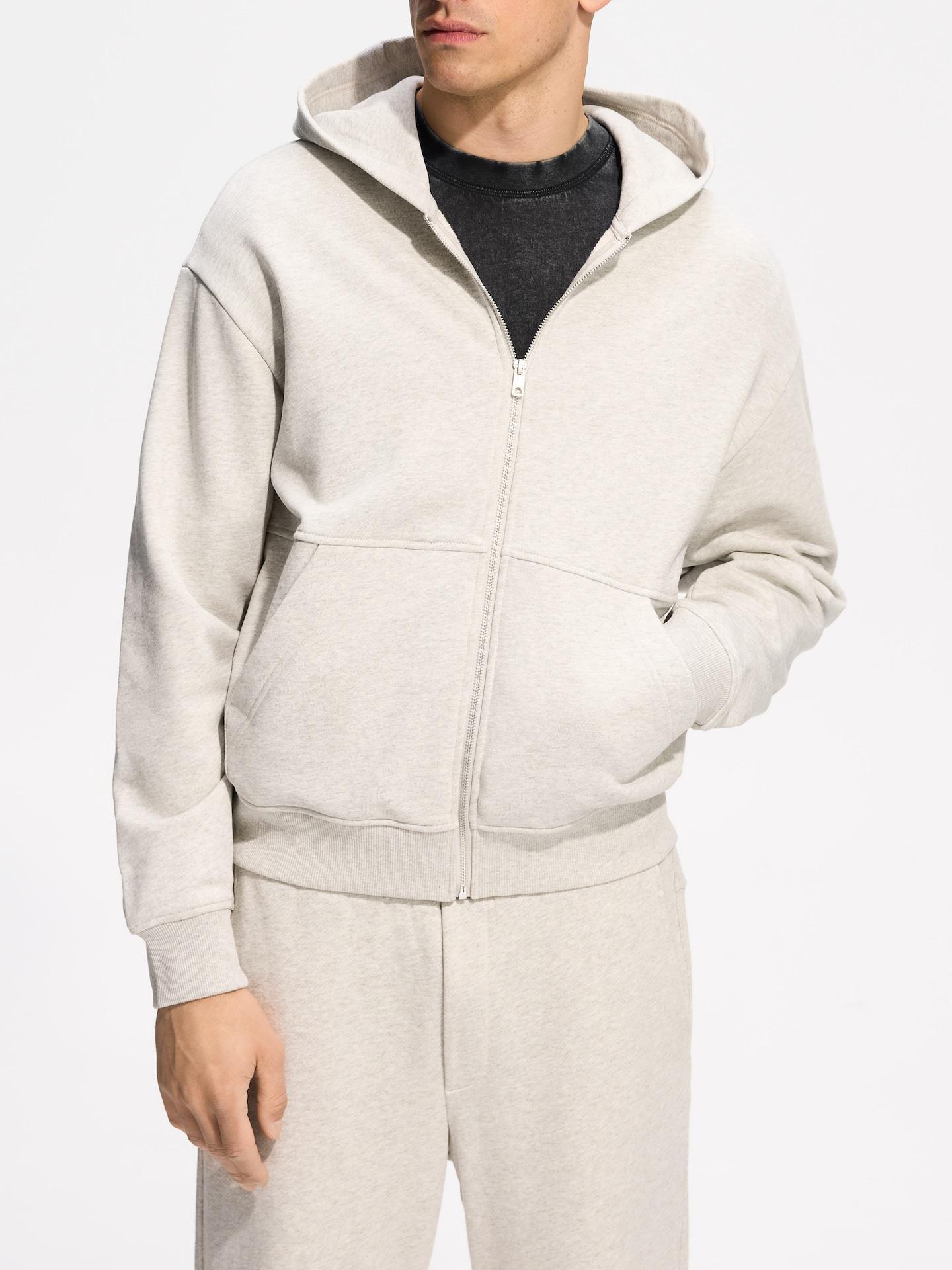 Grey Cotton Hoodie, Light grey, medium