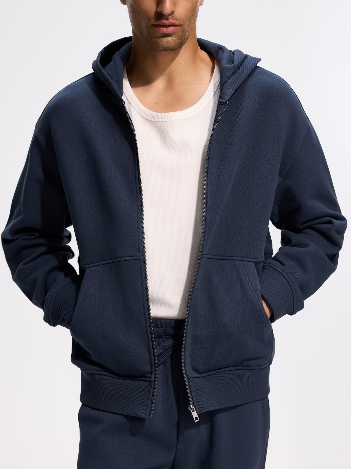 Blue Cotton Hoodie, Navy, medium