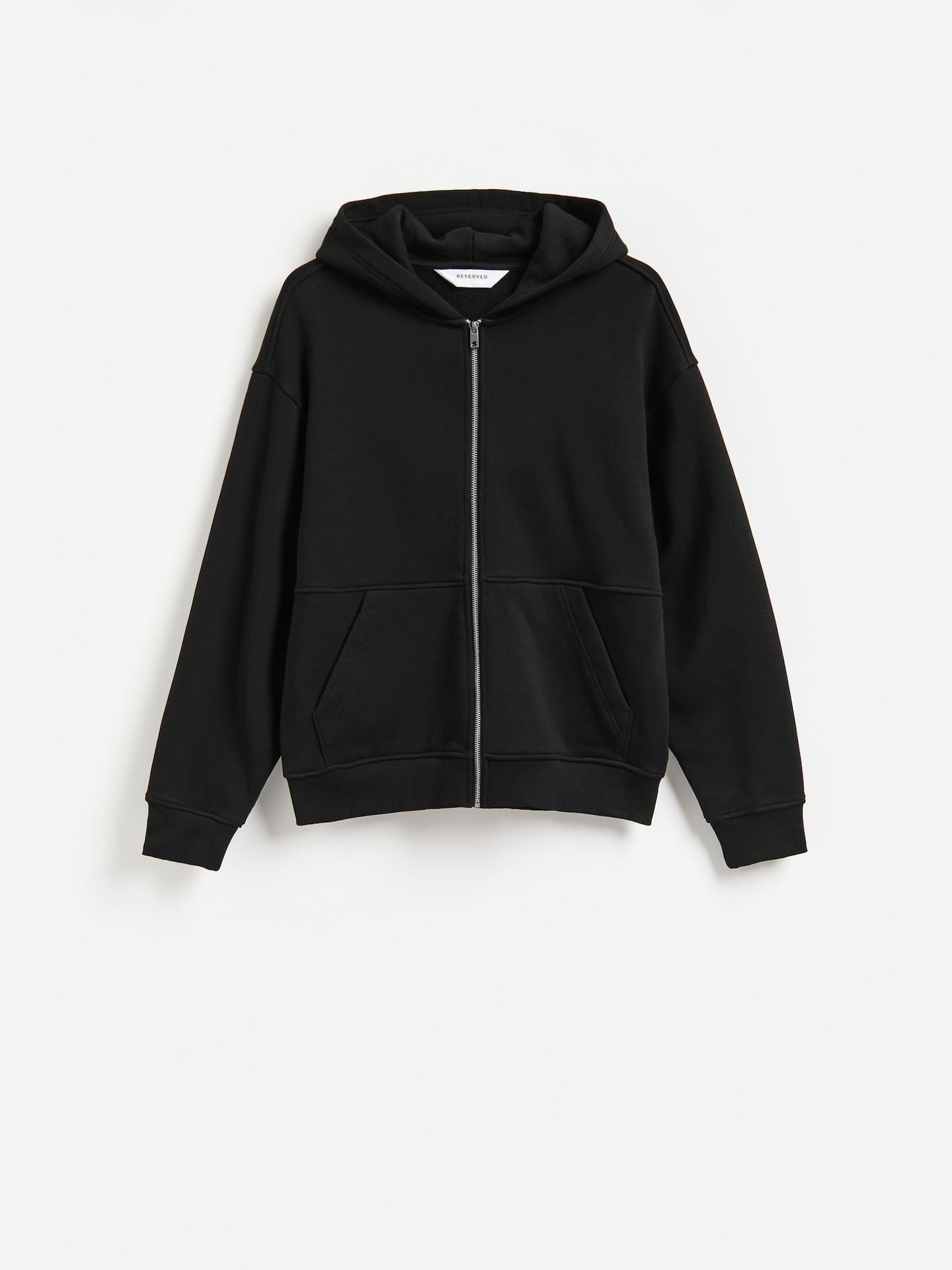 Black Cotton Hoodie, Black, medium