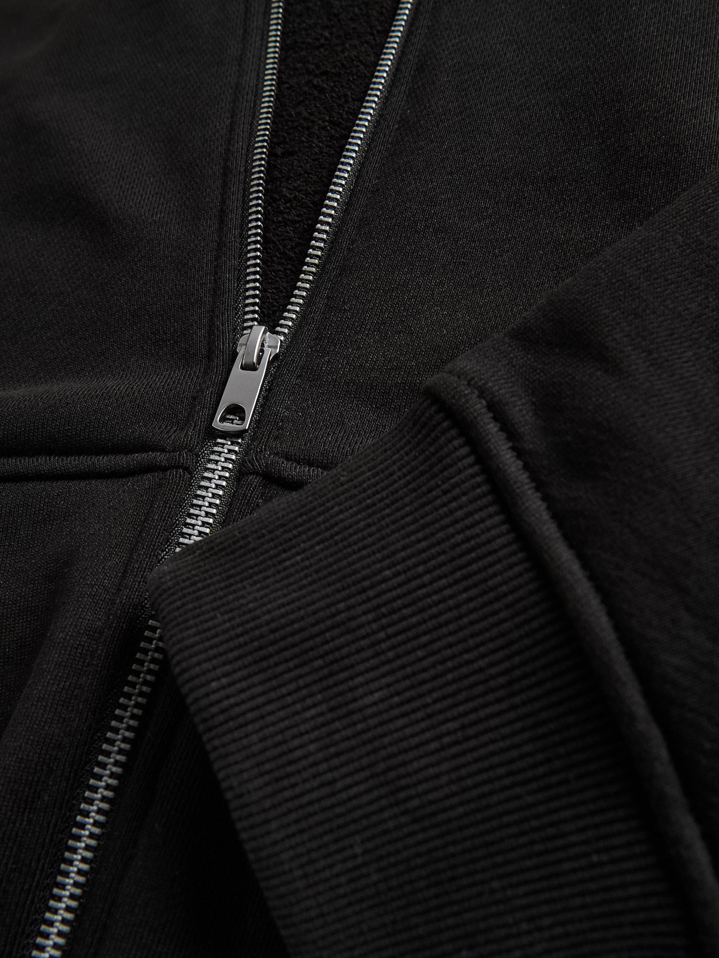 Black Cotton Hoodie, Black, medium