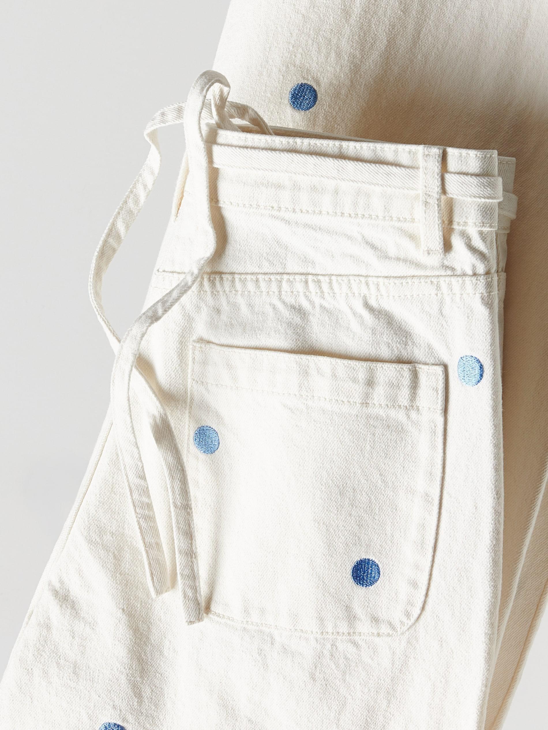 Cream Wide Leg Jeans With Embroidery Detailing, Ivory, large image number 5