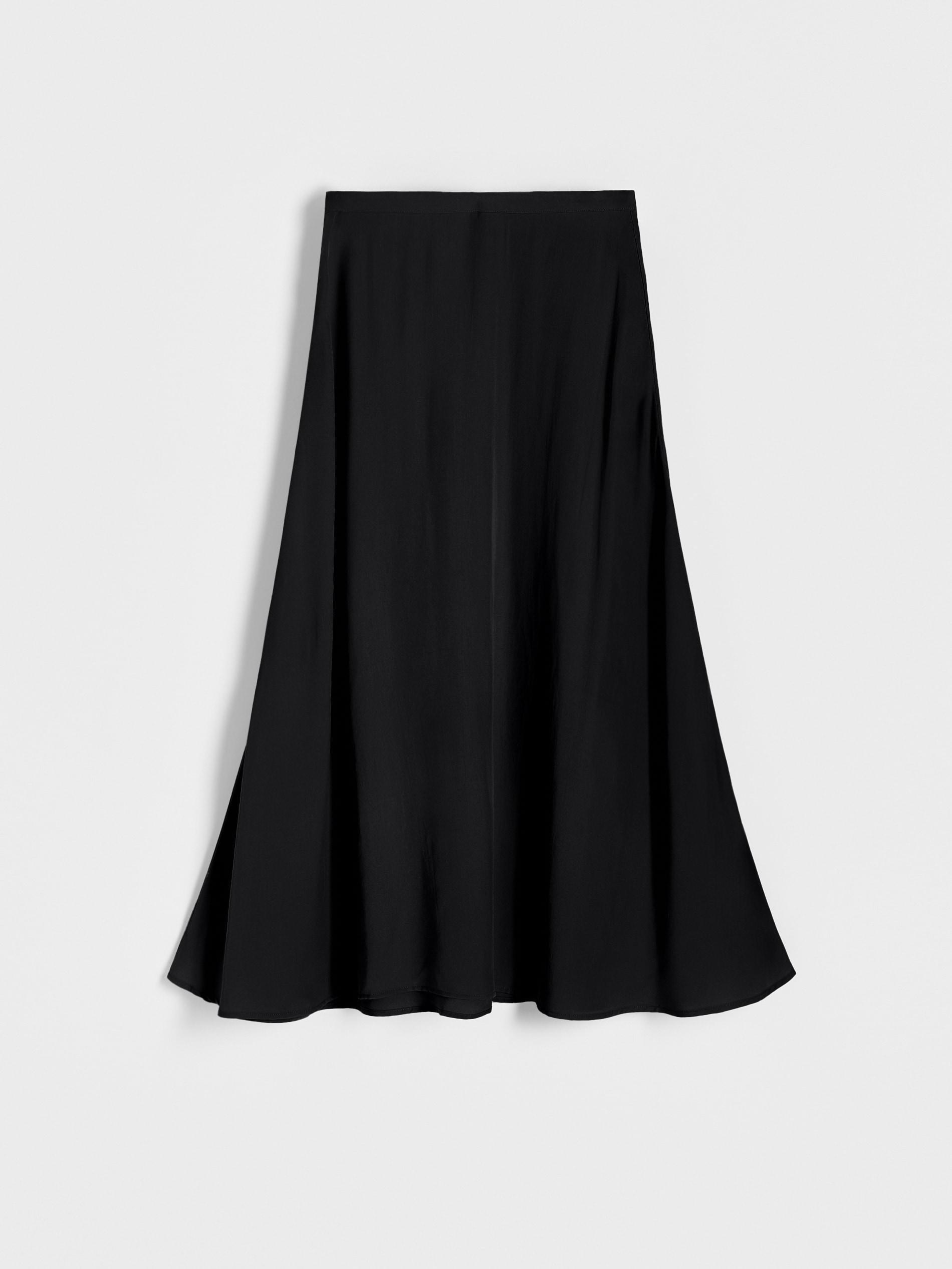 Black Flared Hem Midi Skirt, , large image number 3