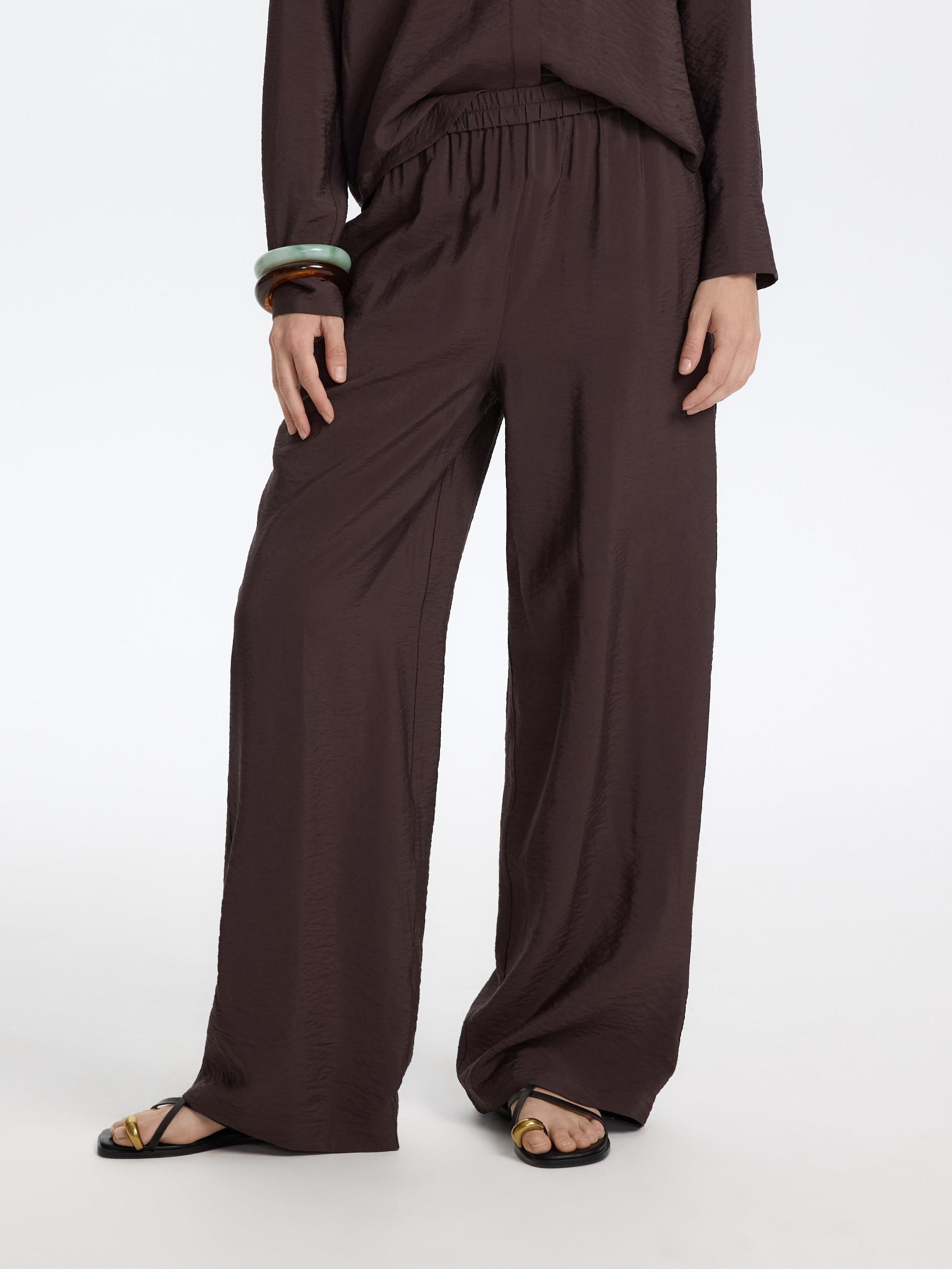 DARK BROWN Loose pants, Brown, medium