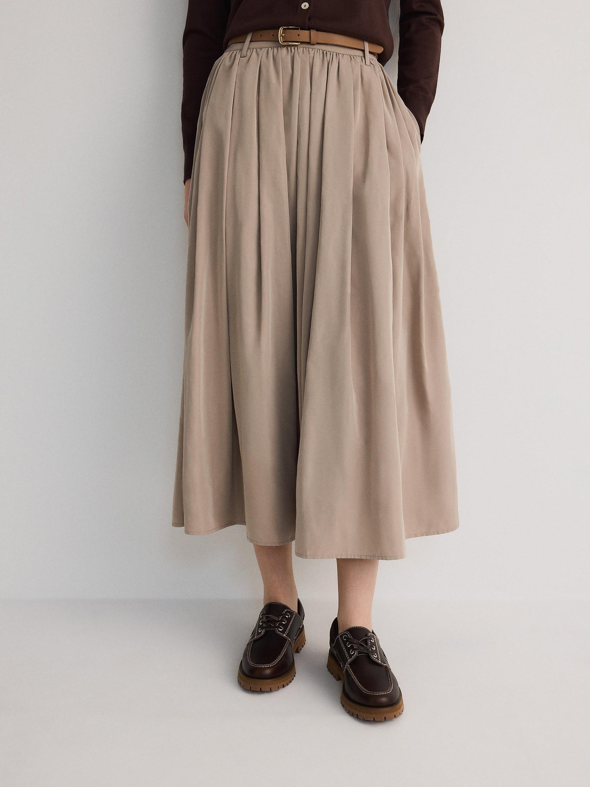 Beige Skirt With Belt, , large image number 0
