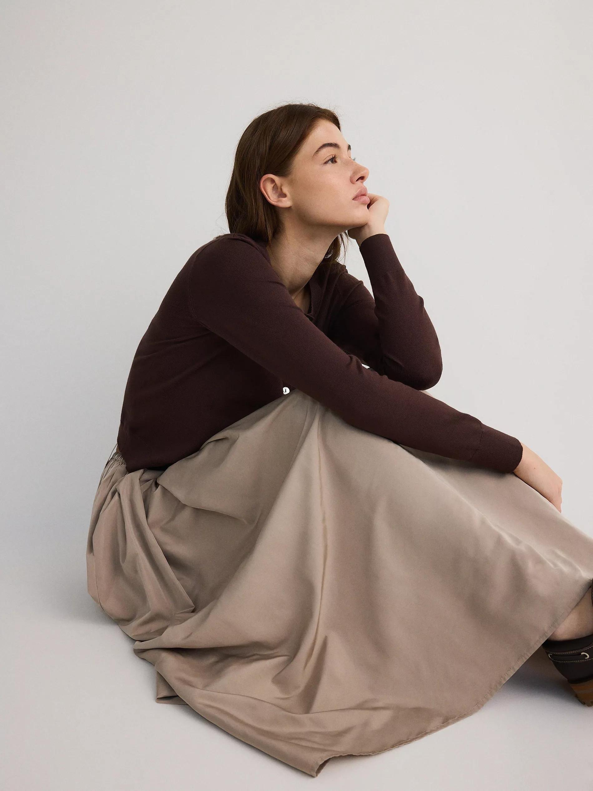 Beige Skirt With Belt, , large image number 3
