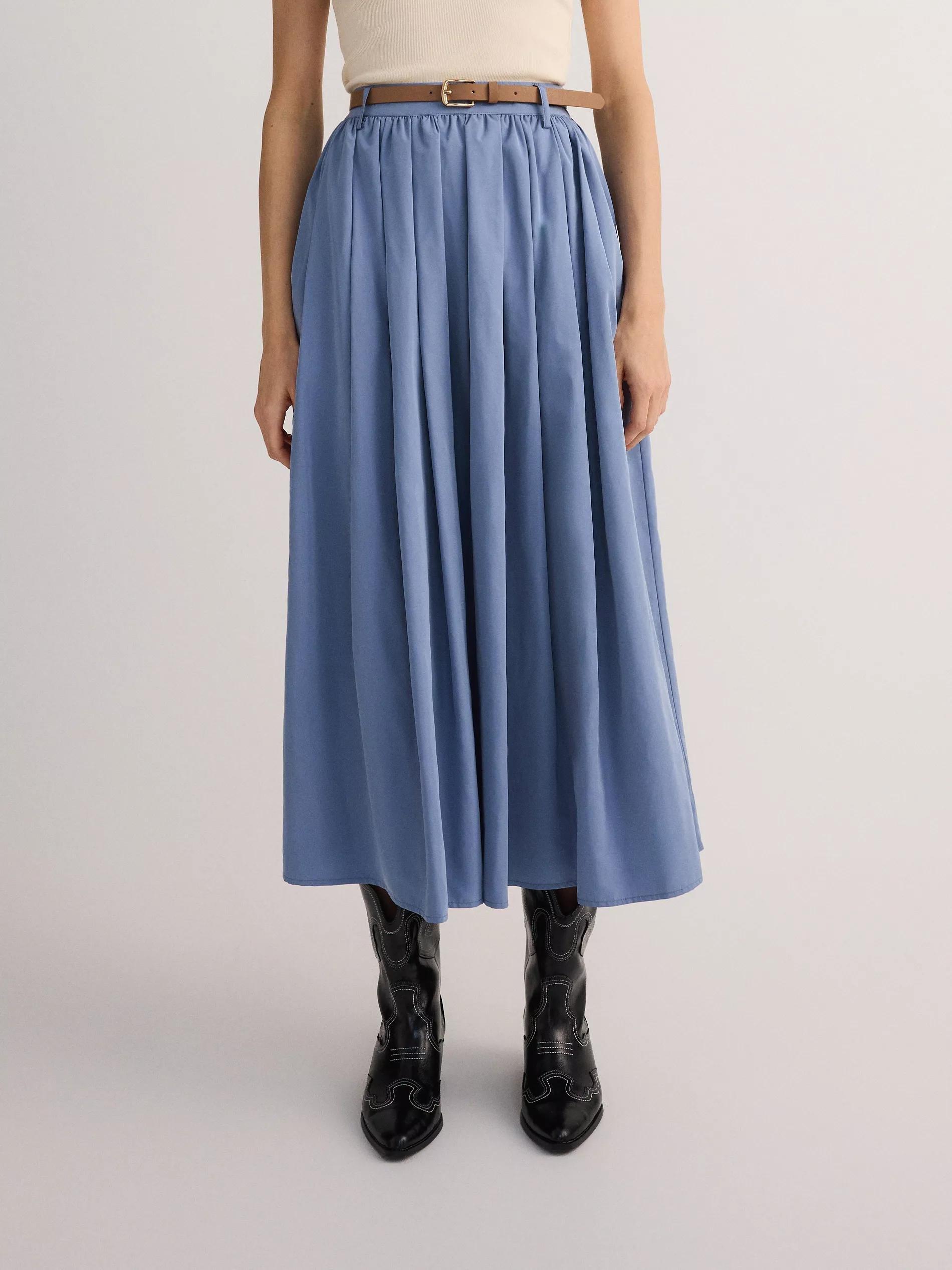 Blue Skirt With Belt, , large image number 0