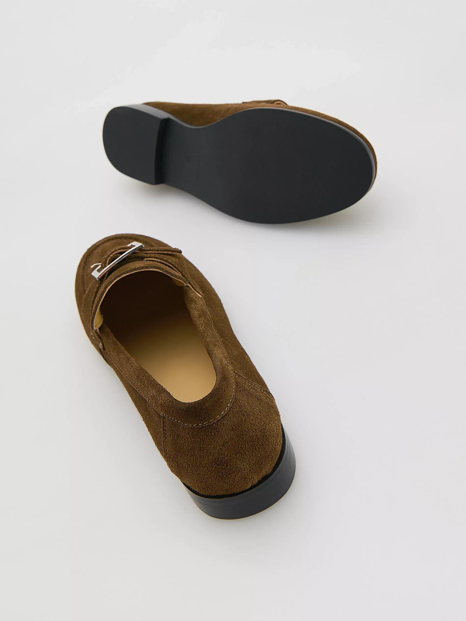 Brown Suede Loafers With Buckle, Brown, large image number 3