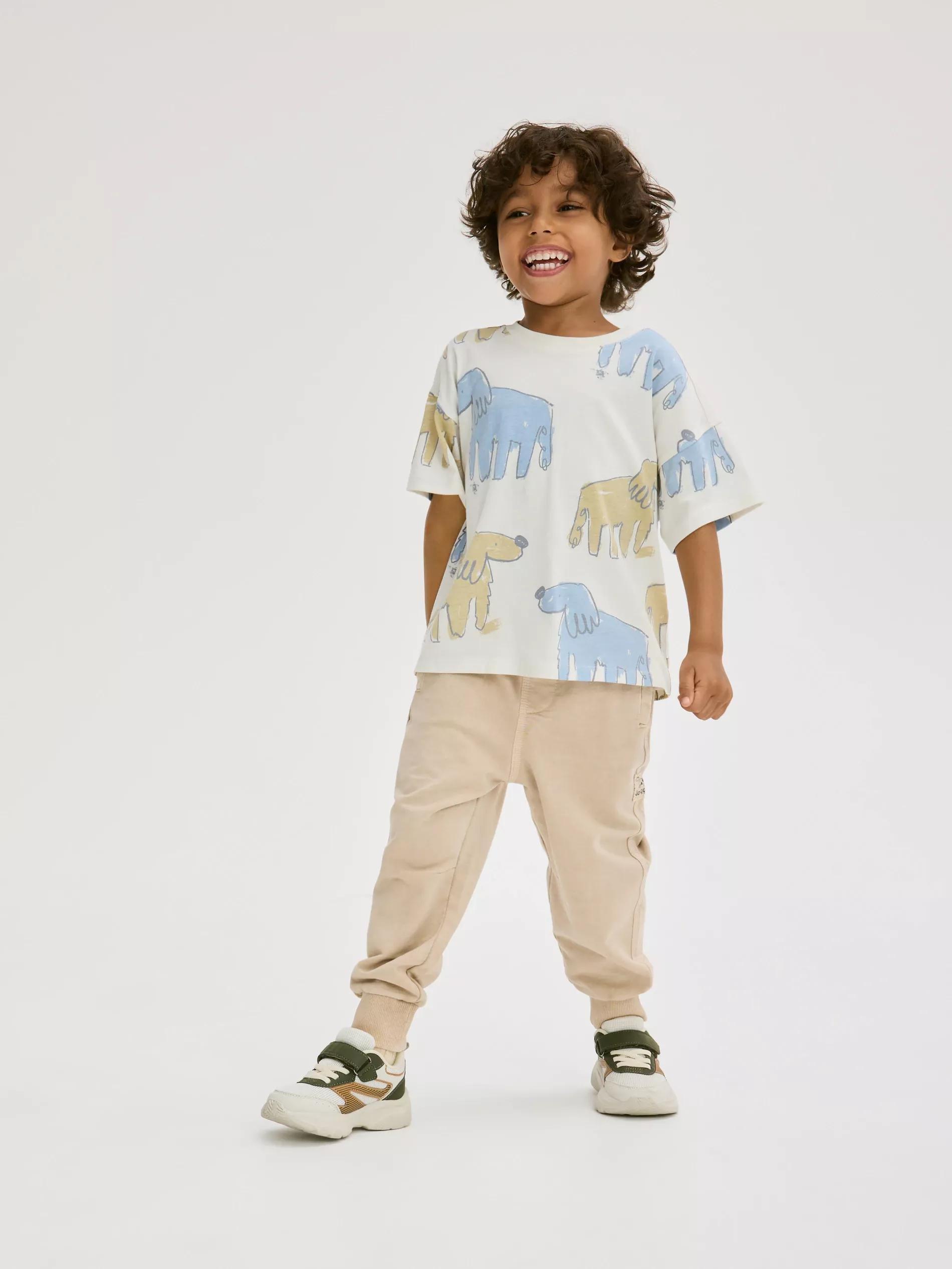 Cream Cotton T-Shirt With Slogan, , large image number 0