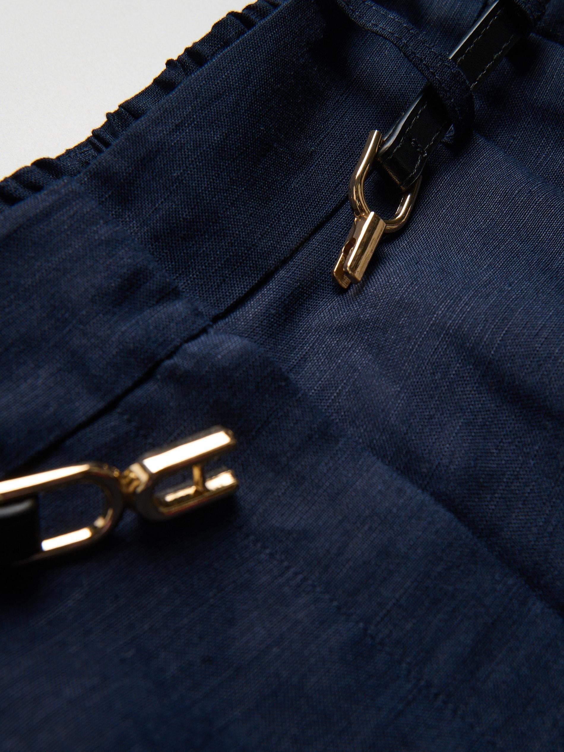 Navy Linen Blend Shorts, Navy, large image number 3