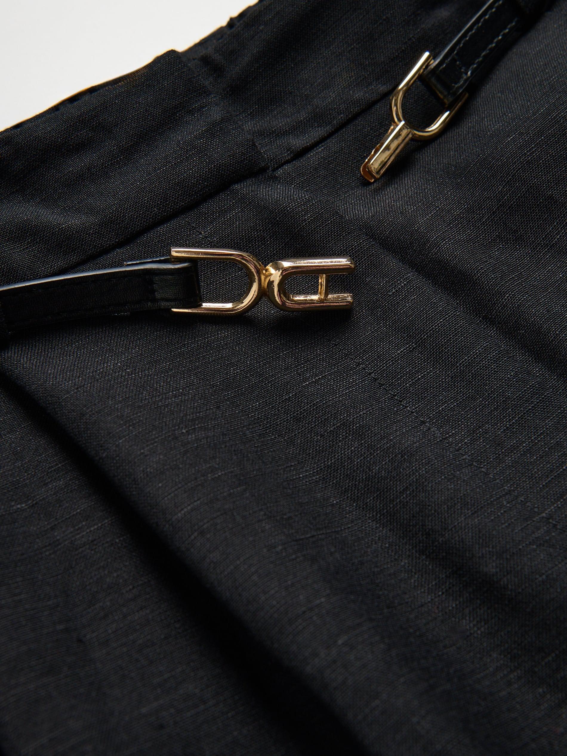 Black Linen Blend Shorts, Black, large image number 3