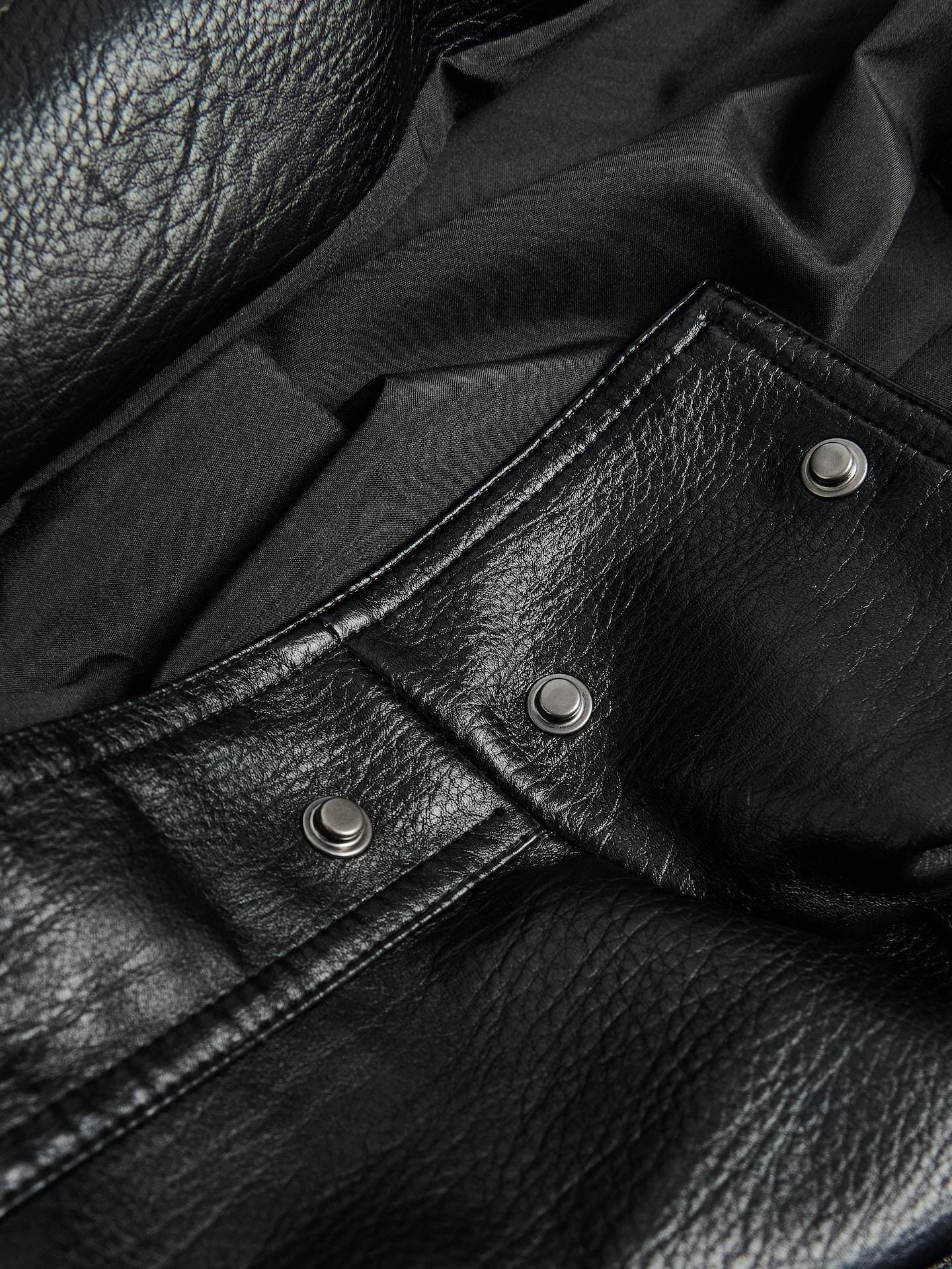 Black Faux Leather Coat, Black, large image number 6