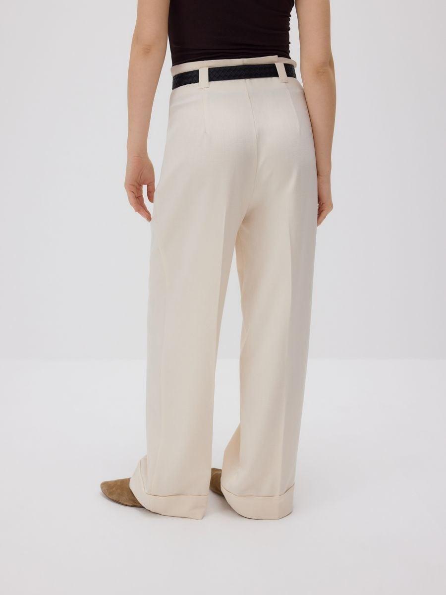 White Wide-Leg Trousers With Drawstring, , large image number 2