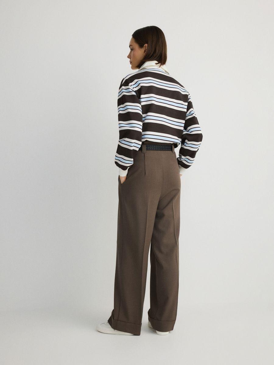 Brown Wide-Leg Trousers With Drawstring, , large image number 1