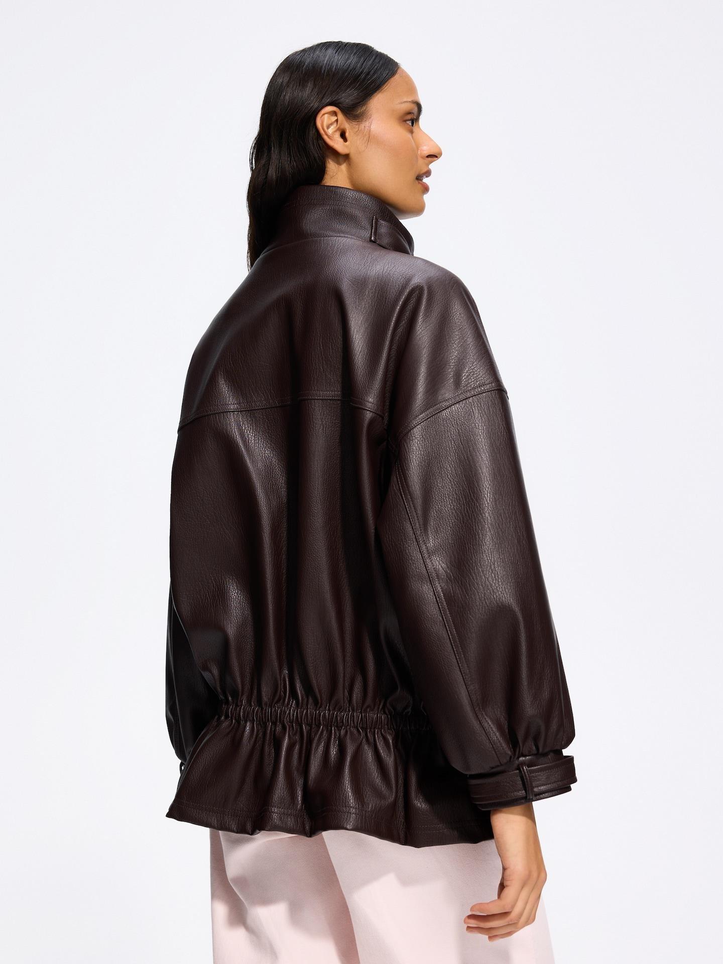 Brown Faux Leather Jacket, Brown, large image number 2