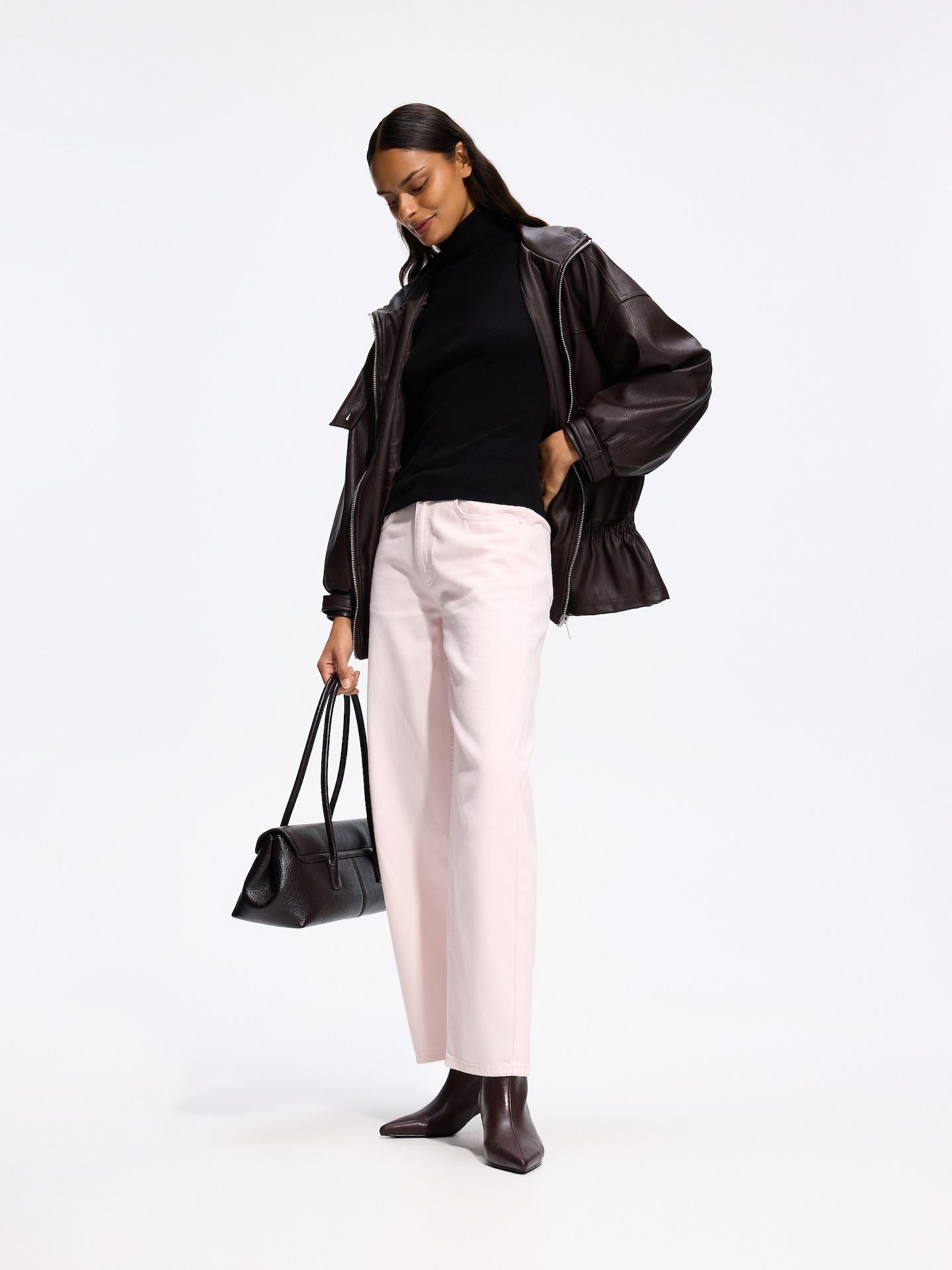 Brown Faux Leather Jacket, Brown, large image number 3