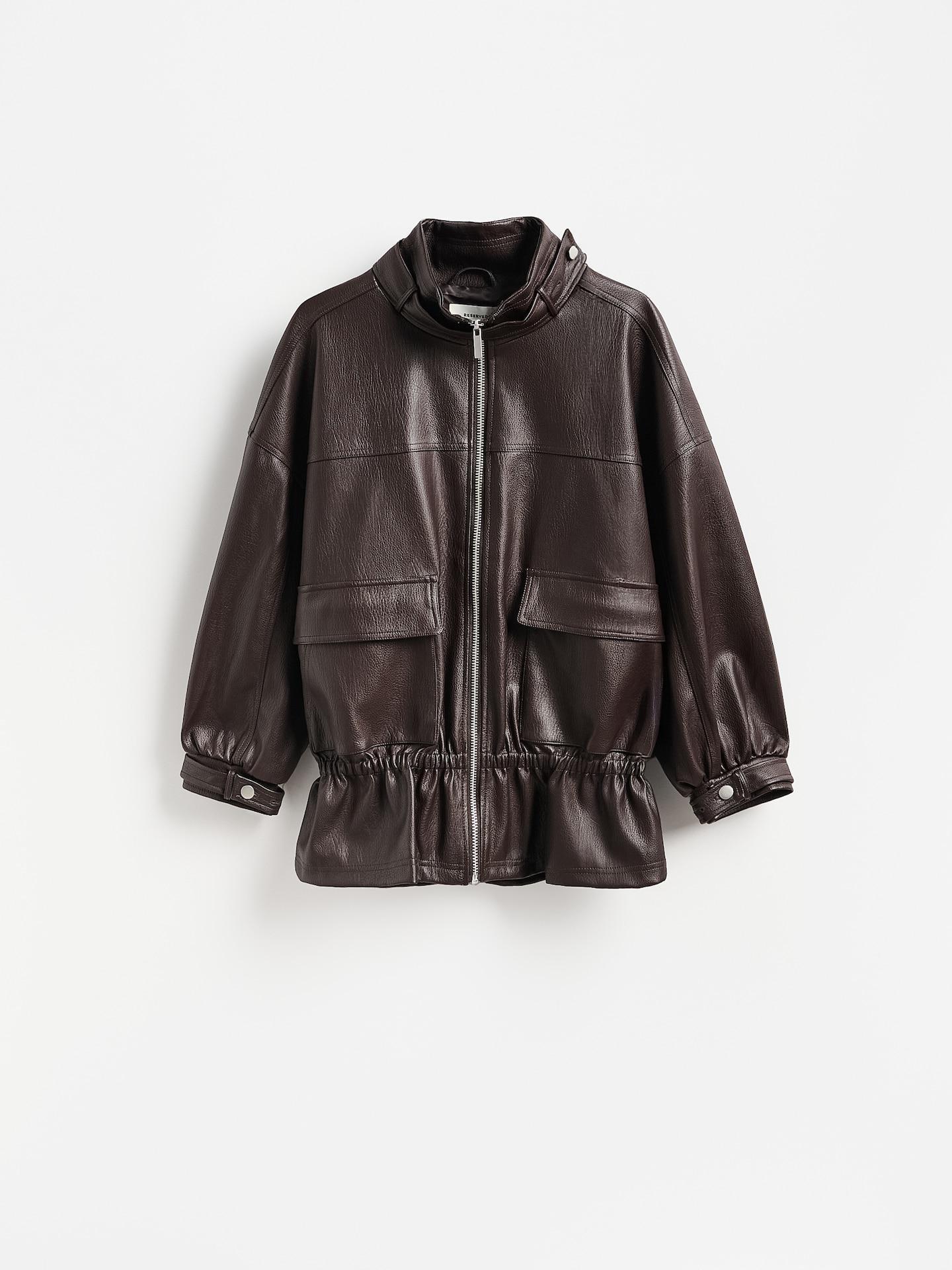 Brown Faux Leather Jacket, Brown, large image number 4