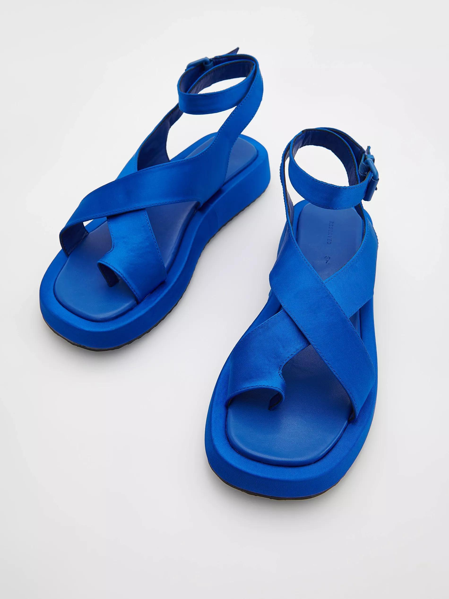 Blue Flat Sole Sandals, , large image number 1