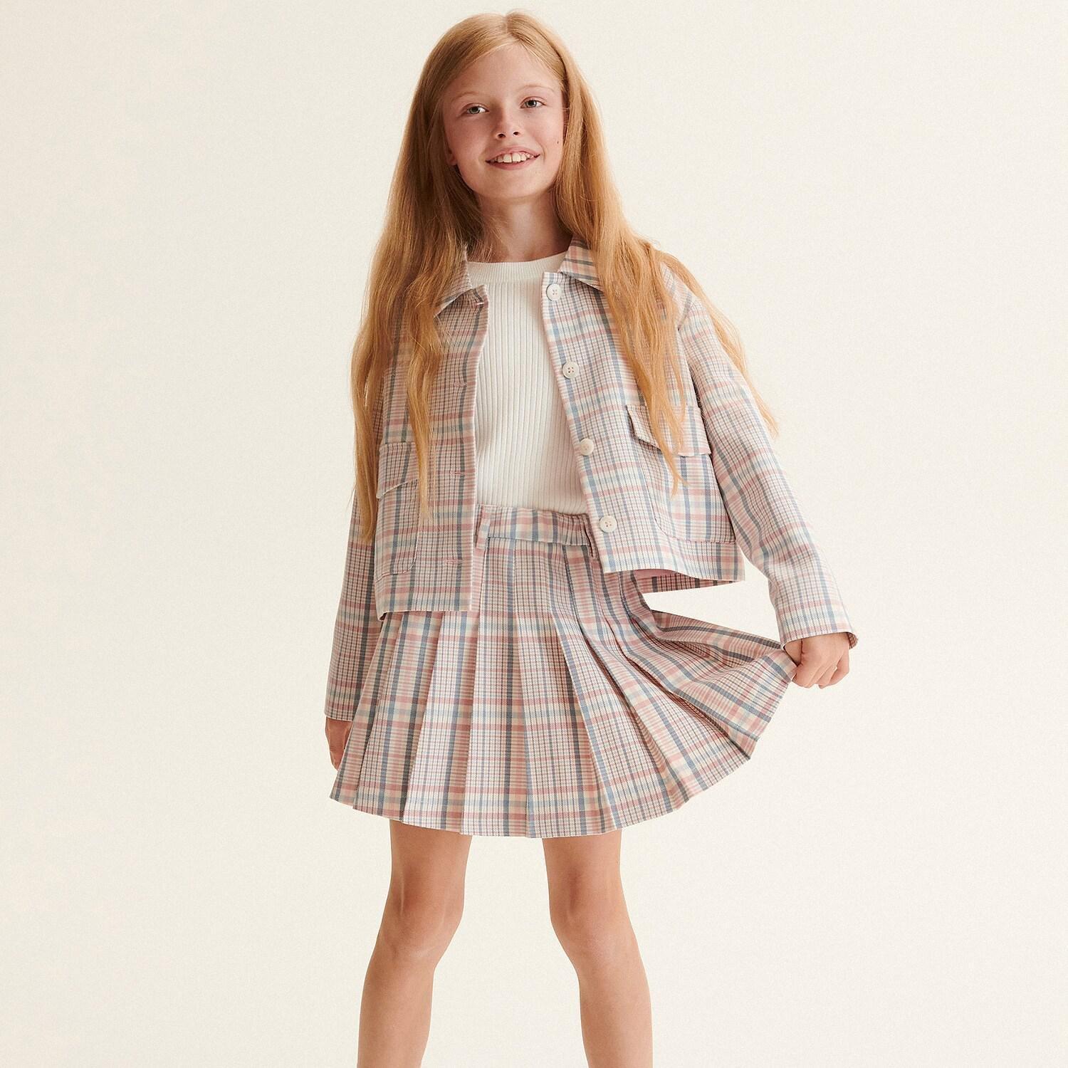 Reserved - Multicolour Plaid Pleated Skirt, Kids Girls