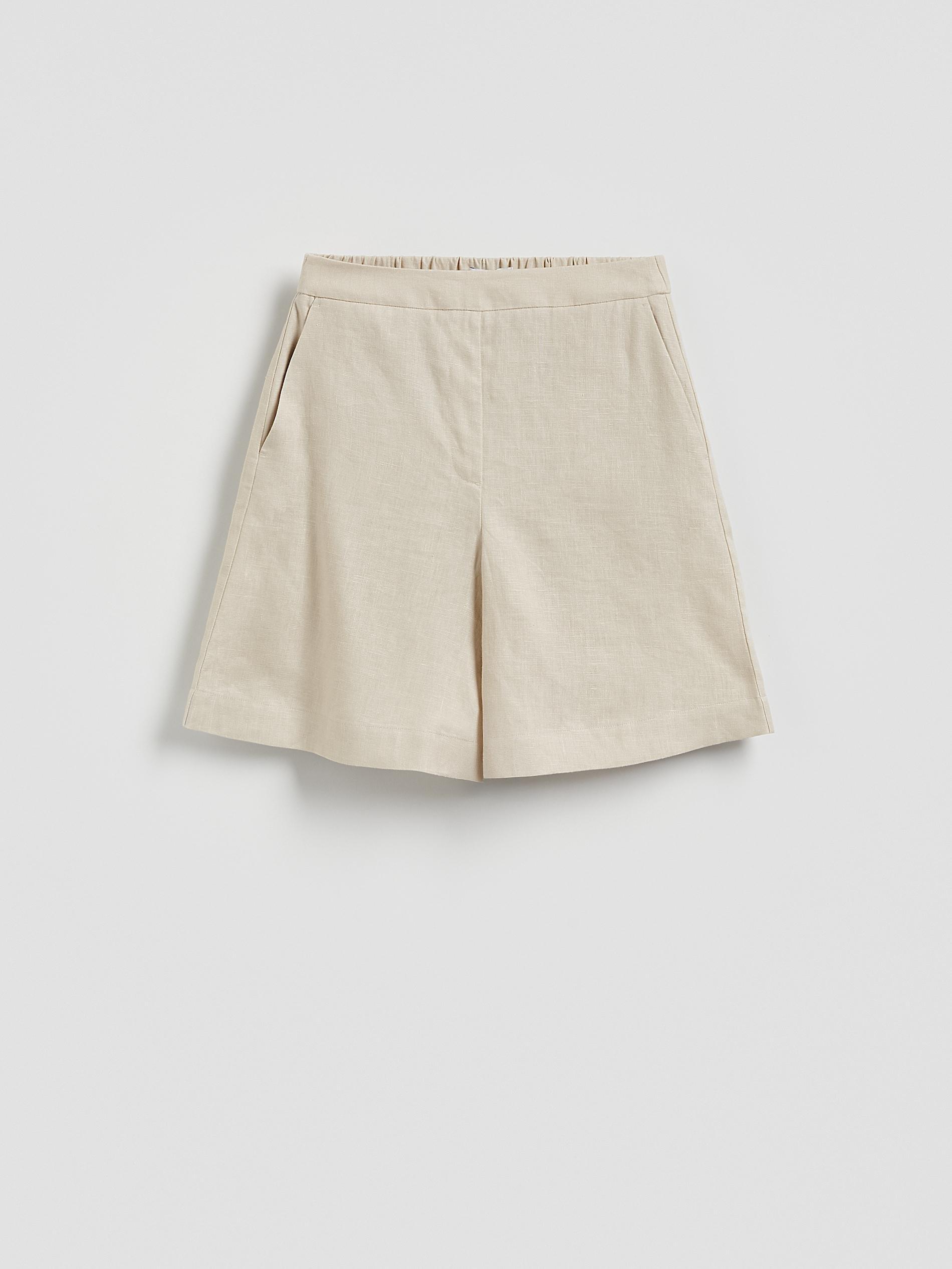 Beige Linen Shorts, Beige, large image number 3