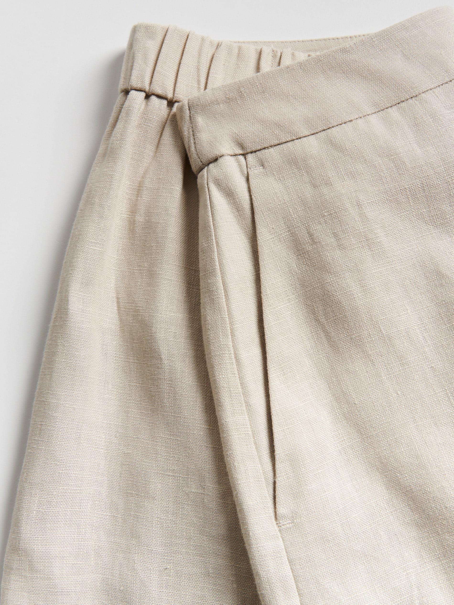 Beige Linen Shorts, Beige, large image number 4
