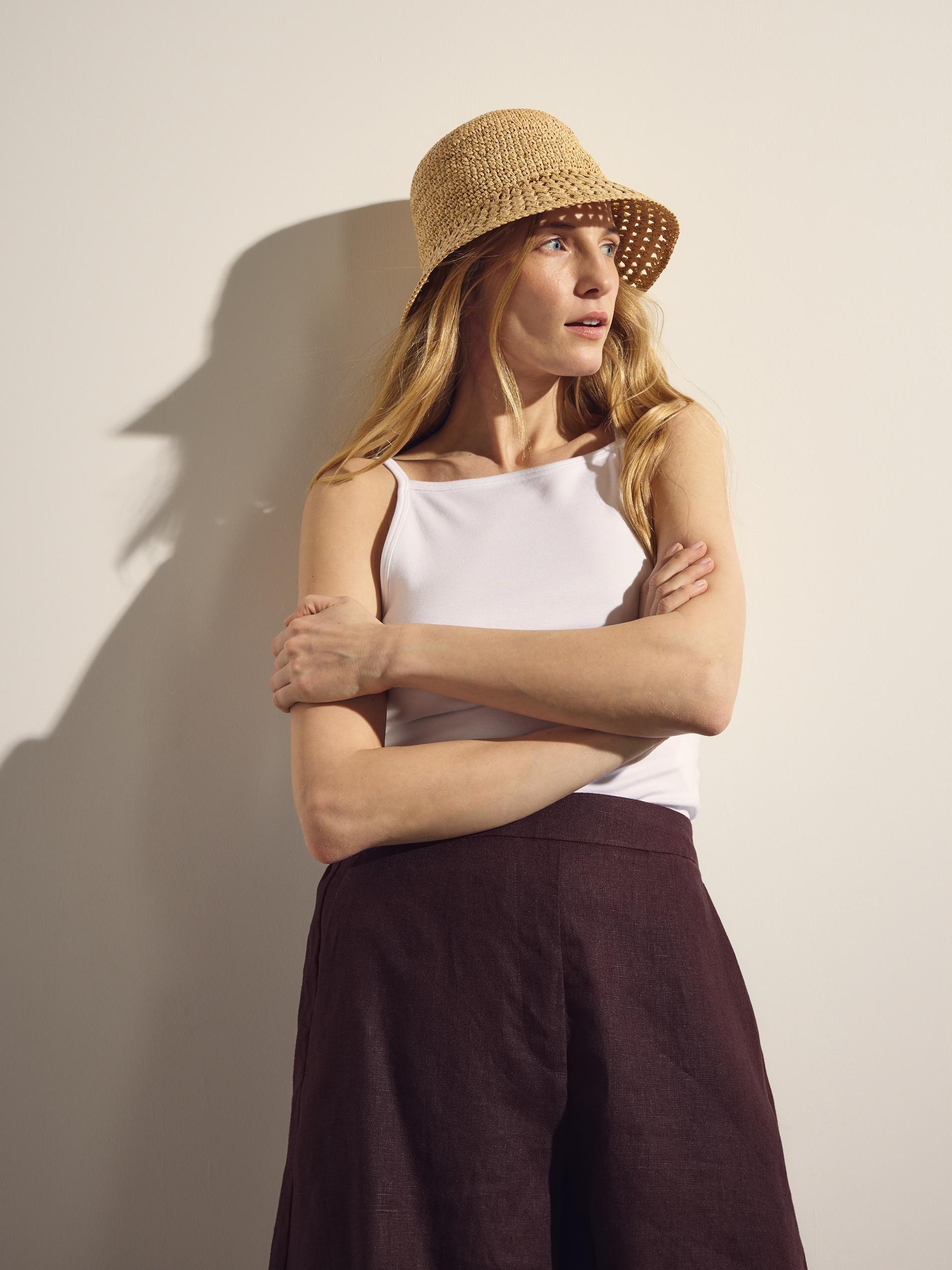 Brown Linen Shorts, Brown, medium