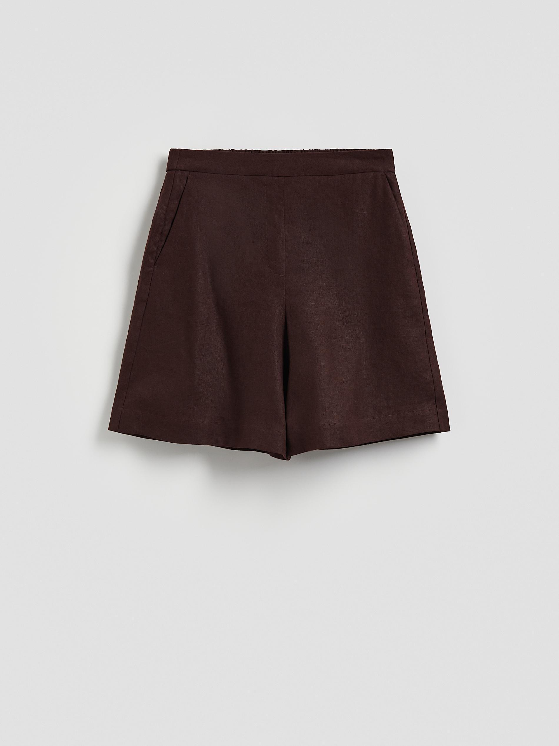 Brown Linen Shorts, Brown, large image number 4